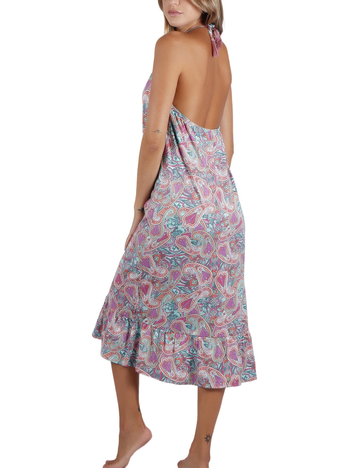Robe longue estivale dos nu Cachemire Admas