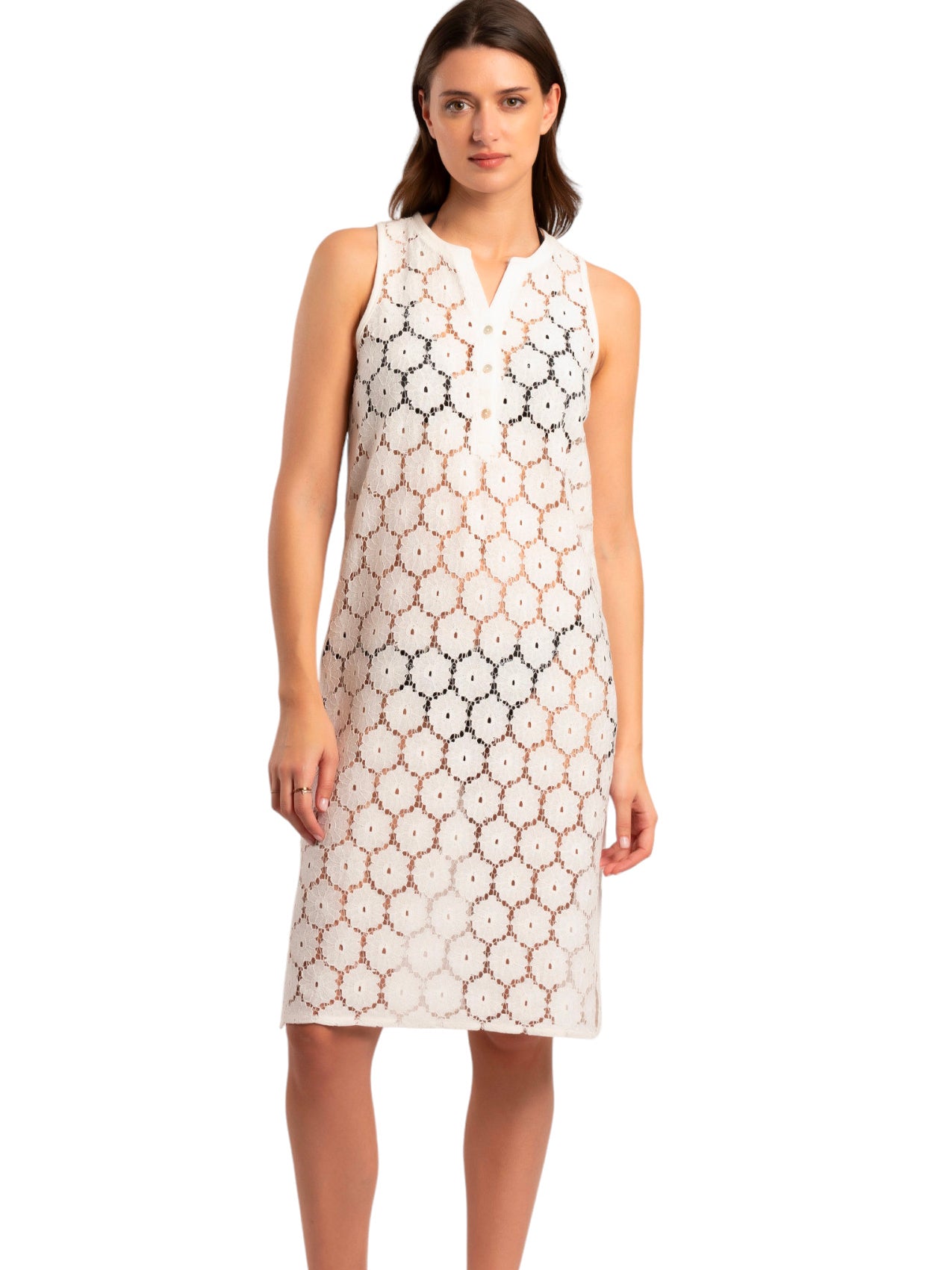 Robe de plage transparente sans manches Beach Flowers Admas