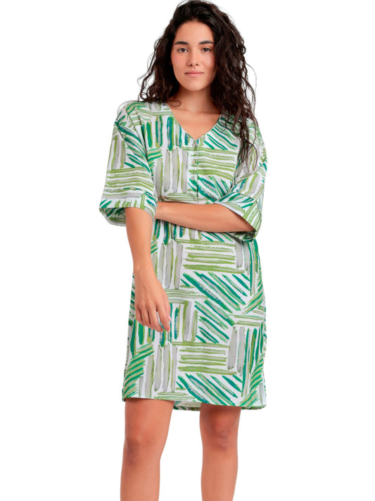 Tunique de plage demi-manches Green Summer Admas