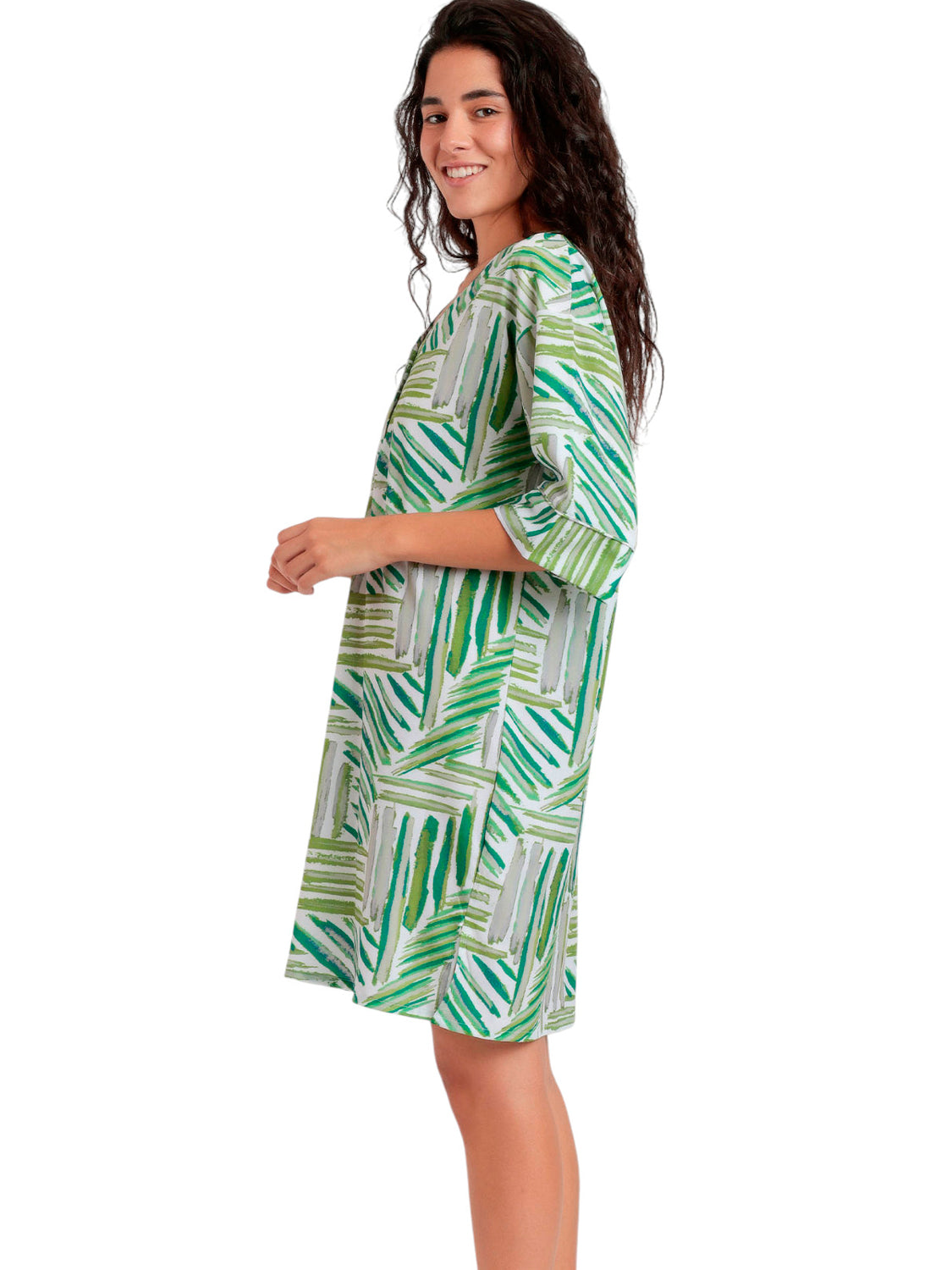 Tunique de plage demi-manches Green Summer Admas