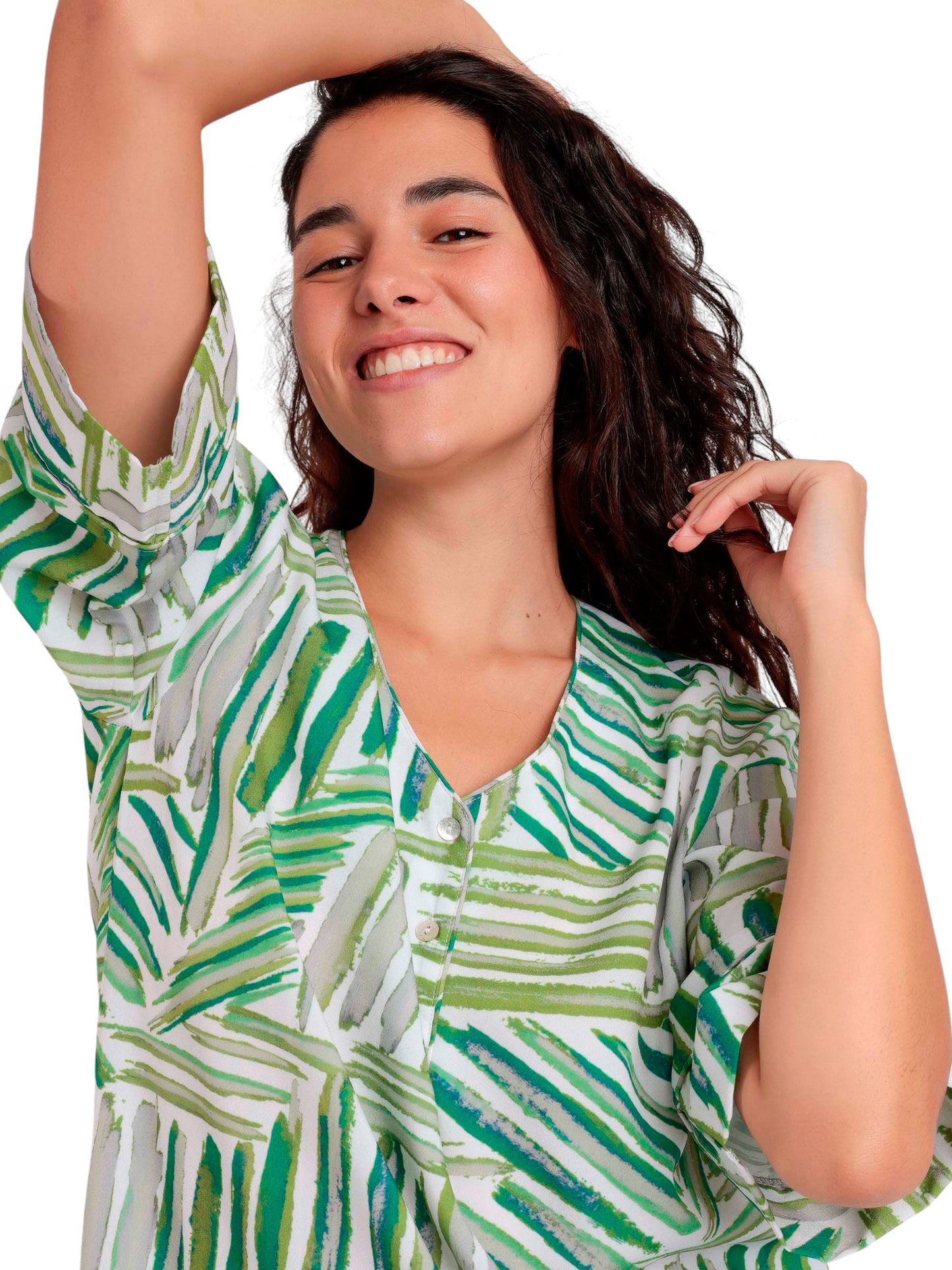 Tunique de plage demi-manches Green Summer Admas
