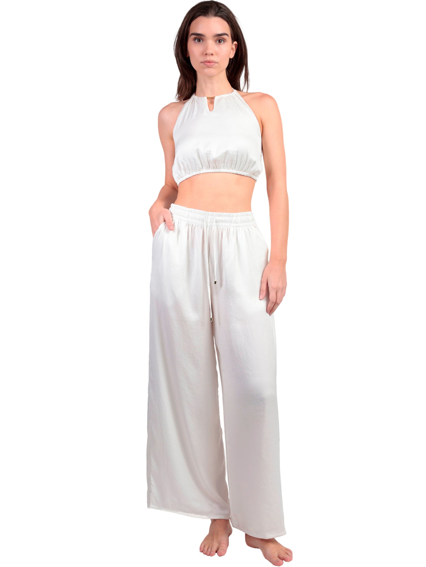 Ensemble estival satin top et pantalon Satinee Beach Admas