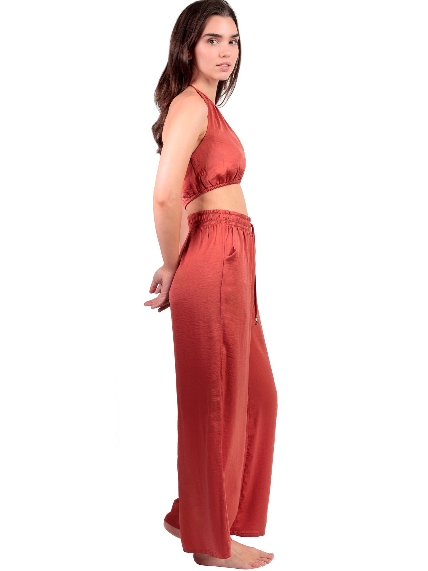 Ensemble estival satin top et pantalon Satinee Beach Admas