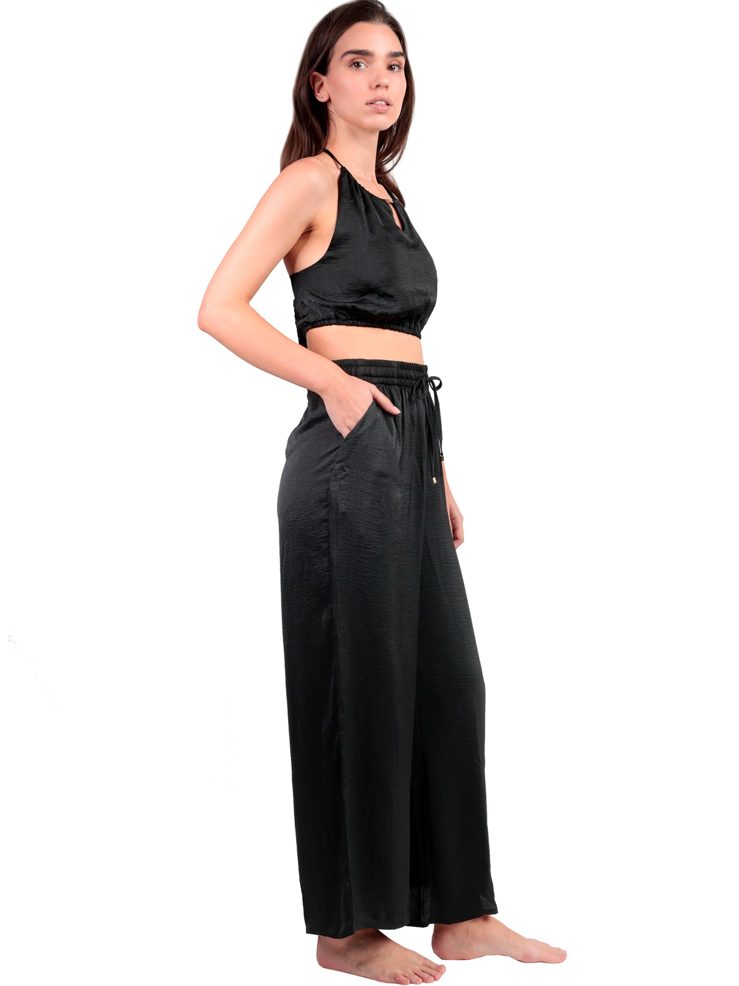 Ensemble estival satin top et pantalon Satinee Beach Admas