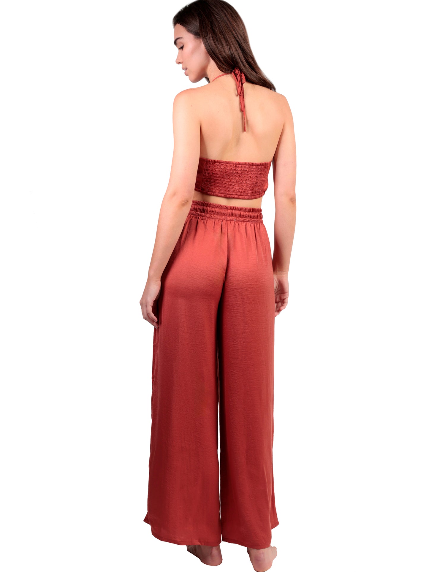 Ensemble estival satin top et pantalon Satinee Beach Admas