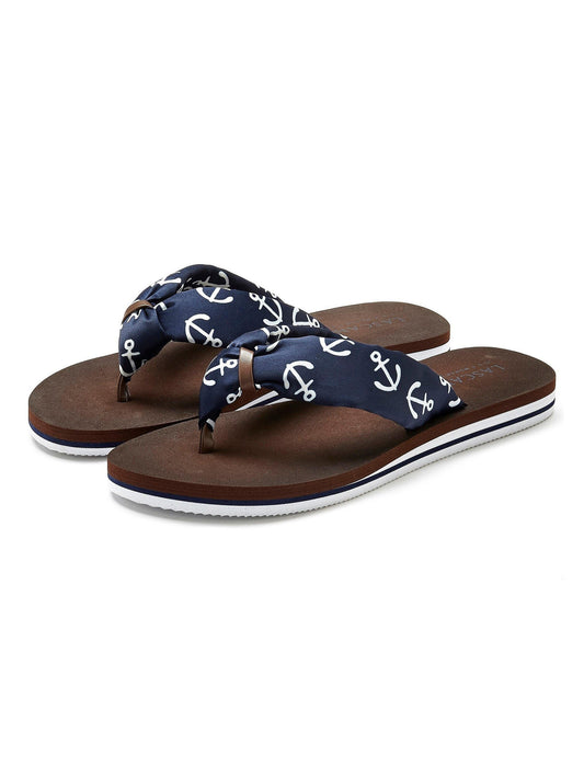 Tongs plates Ankerprint bleu marine Lascana