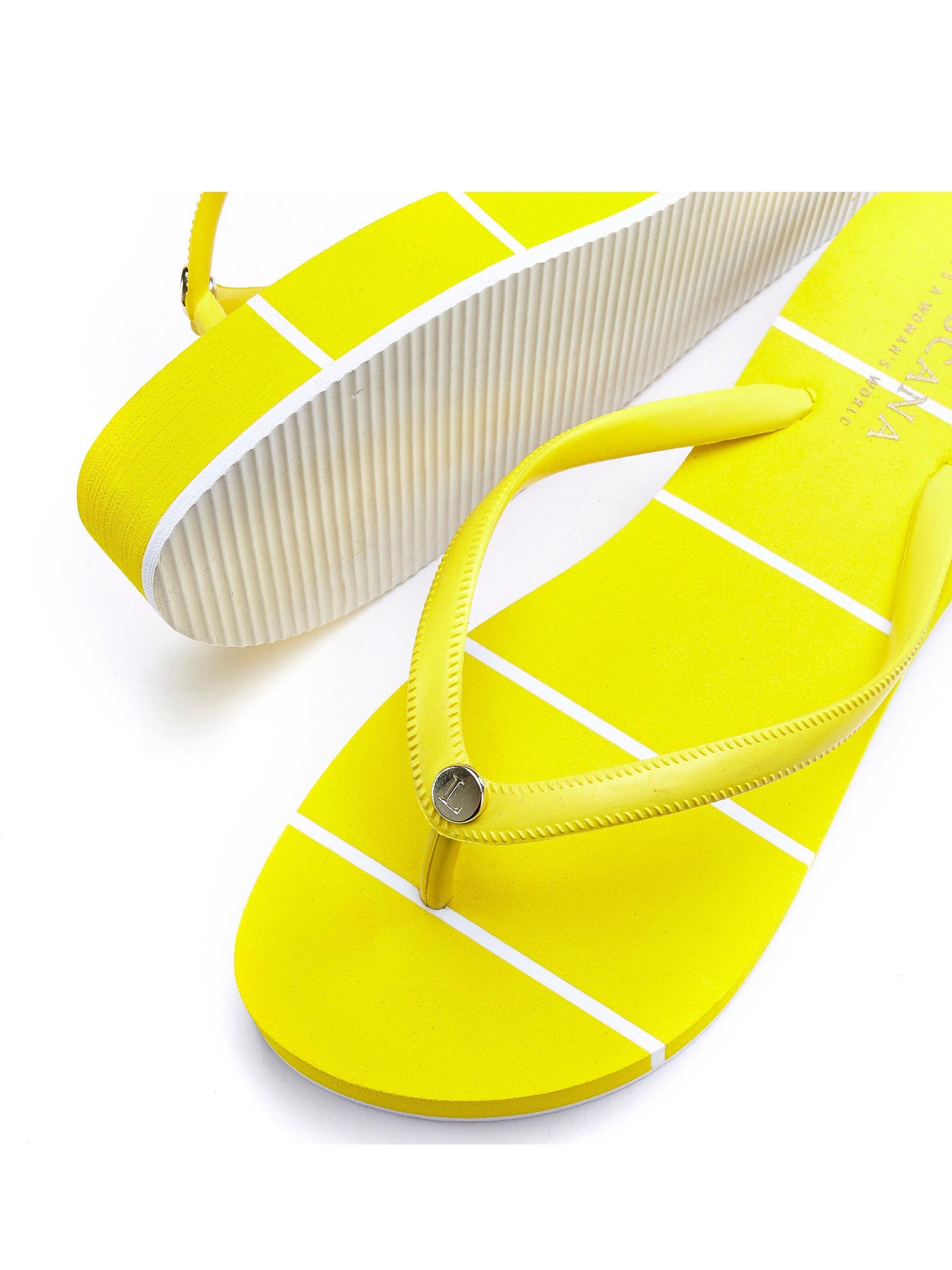 Tongs plage rayées jaune Lascana