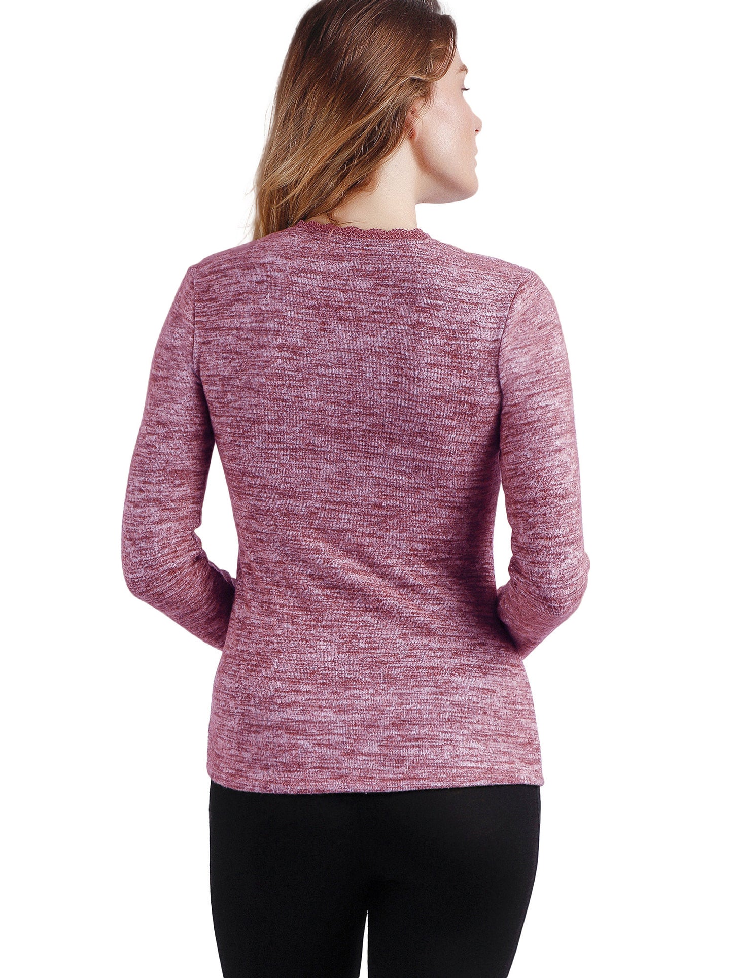 Top manches longues col V Puntilla Admas