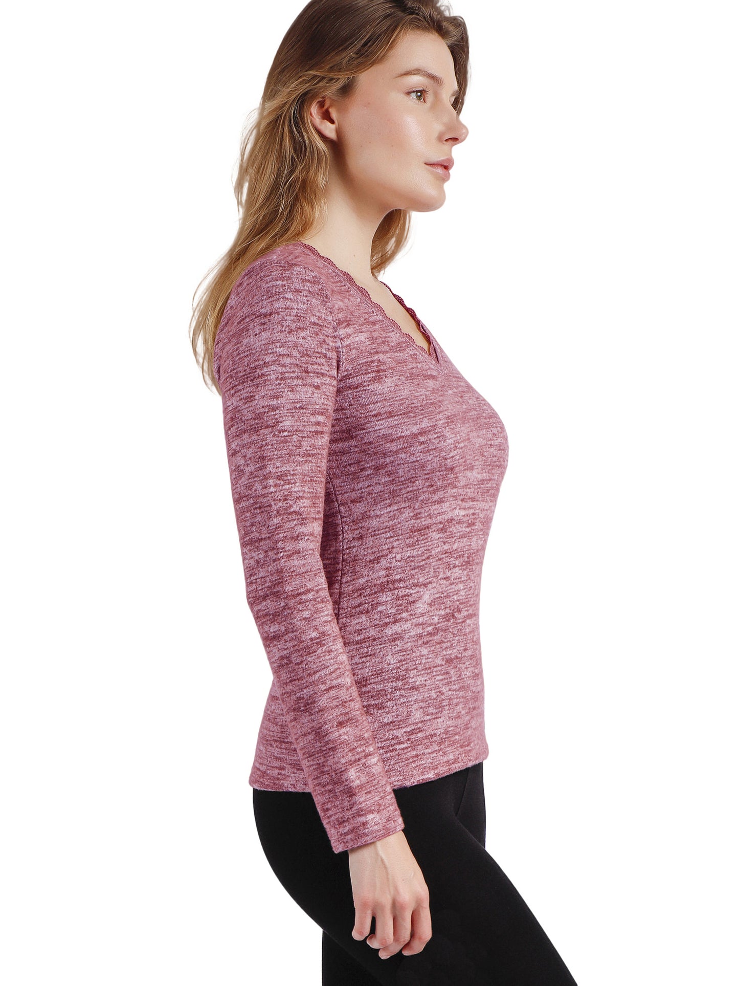 Top manches longues col V Puntilla Admas