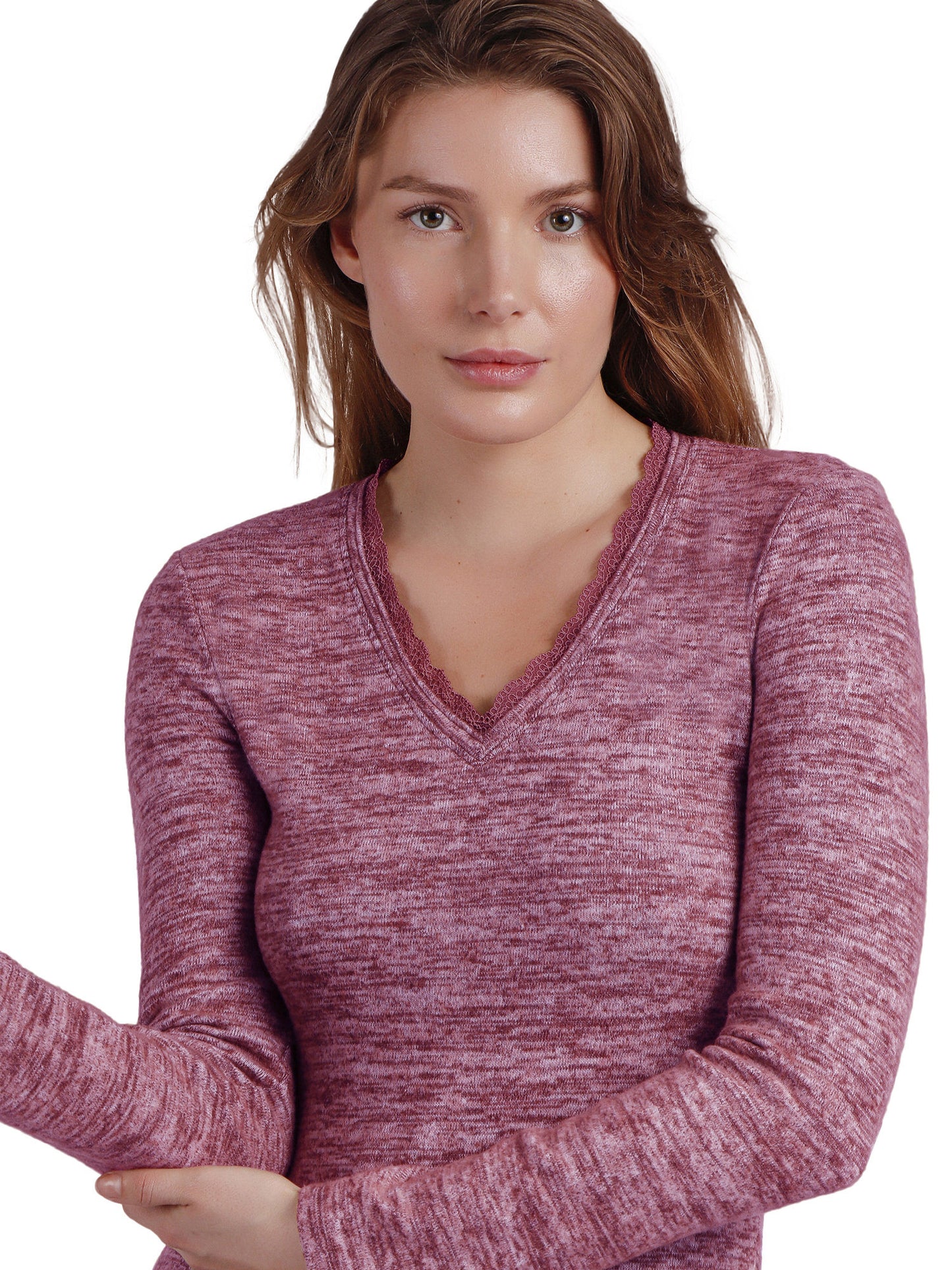 Top manches longues col V Puntilla Admas
