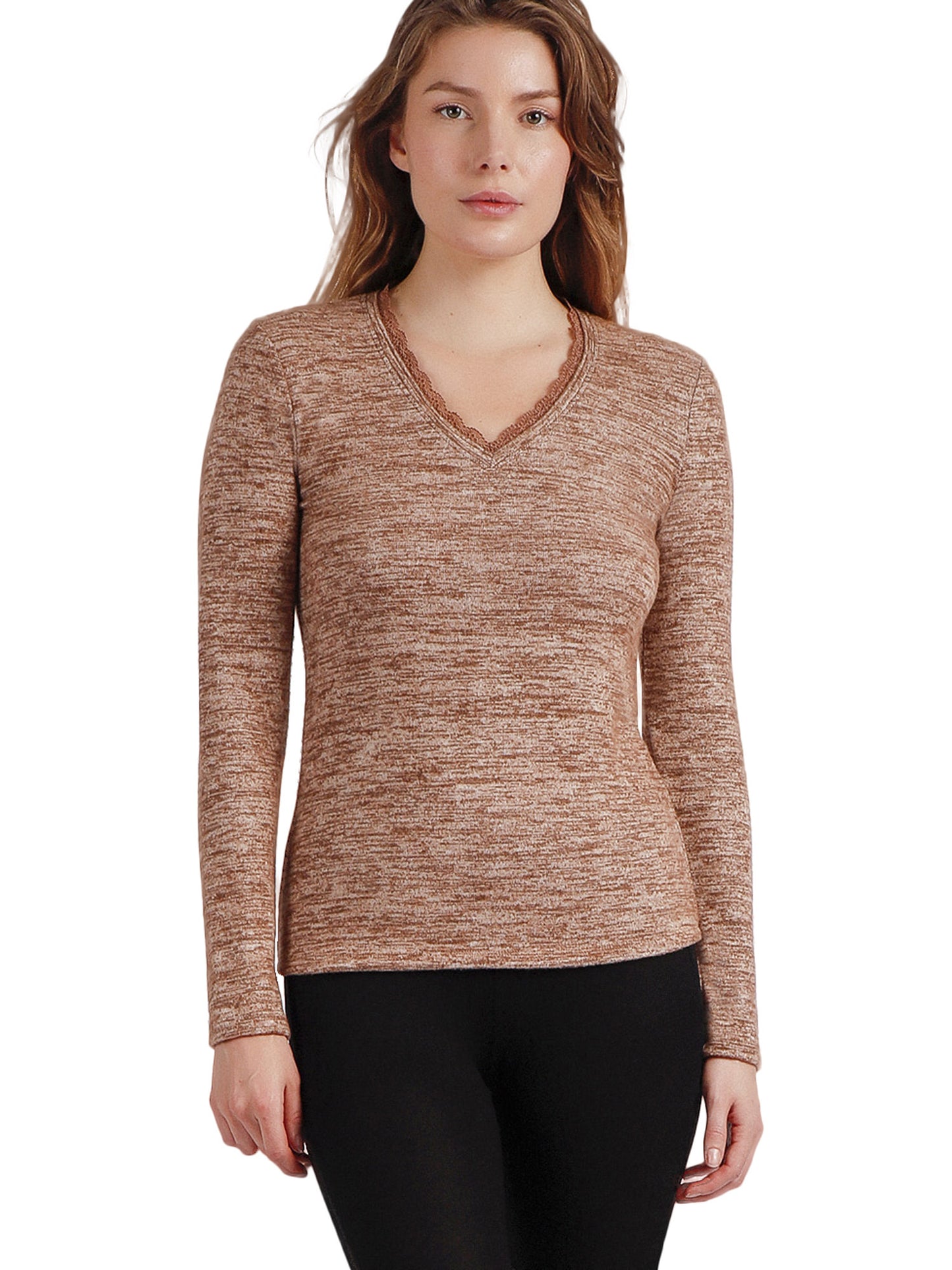 Top manches longues col V Puntilla Admas
