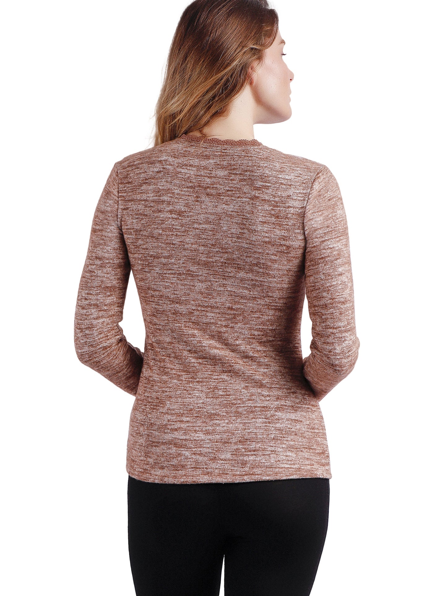 Top manches longues col V Puntilla Admas