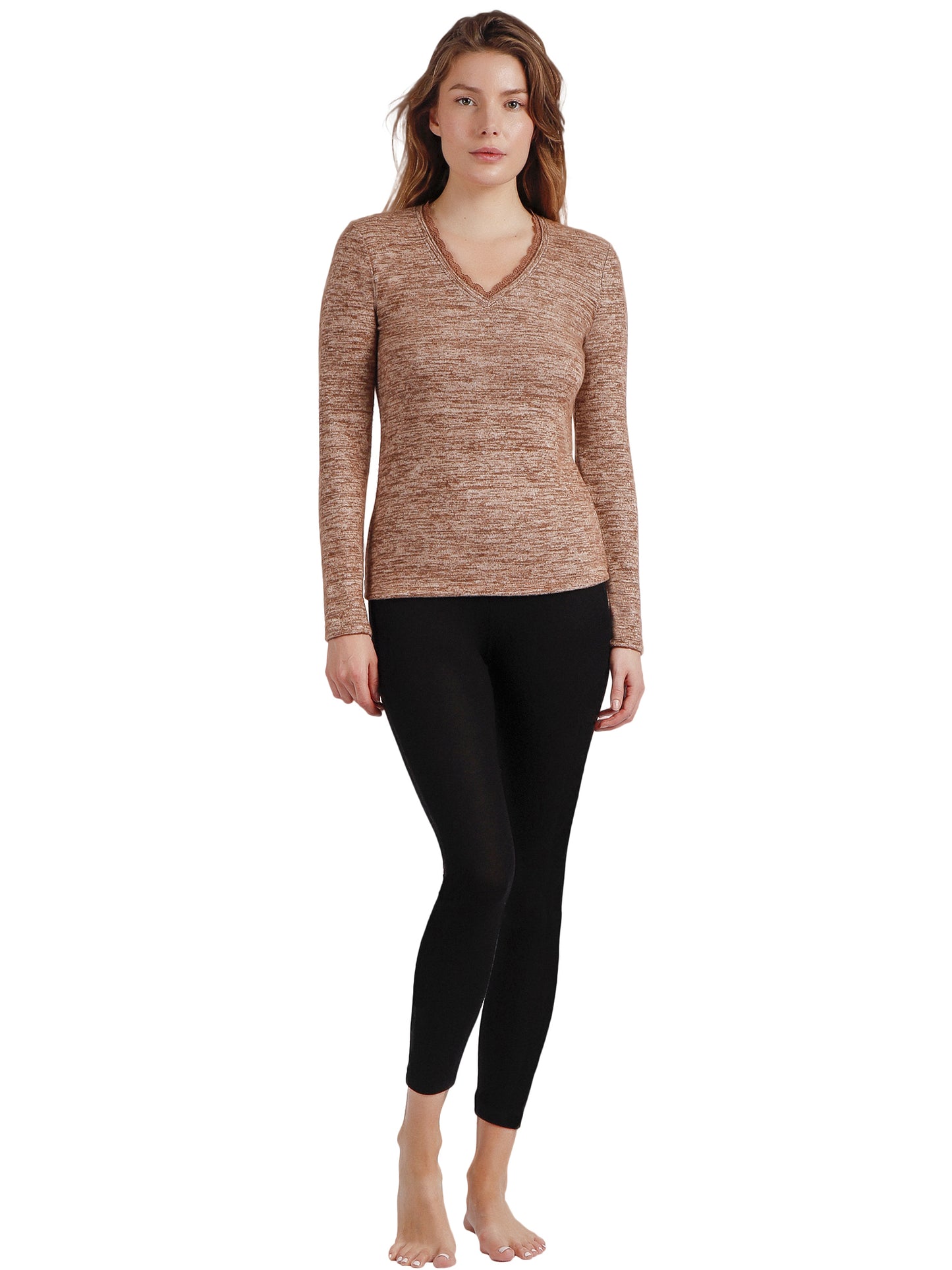 Top manches longues col V Puntilla Admas