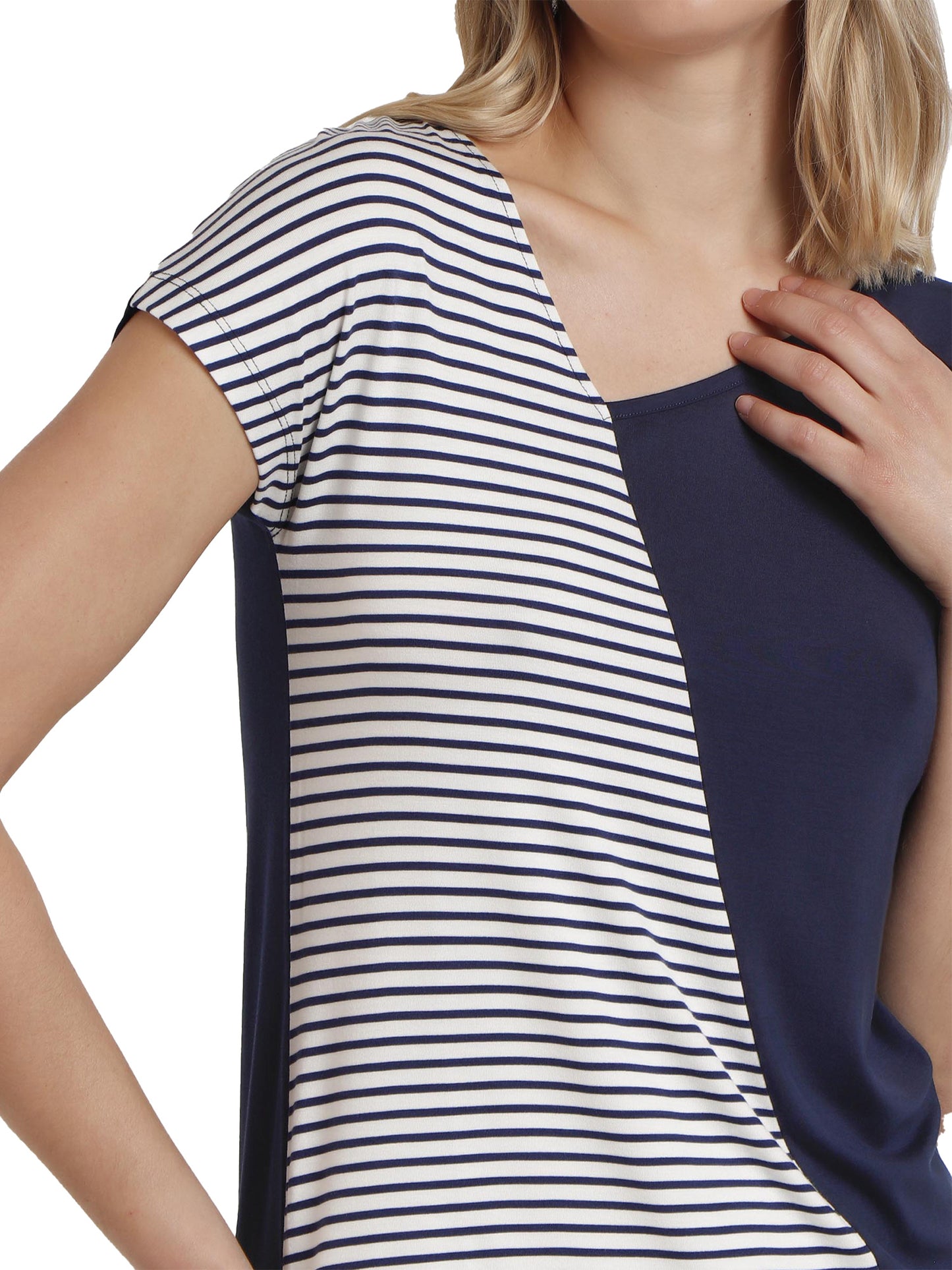 T-shirt manches courtes col V Rayas Lisa