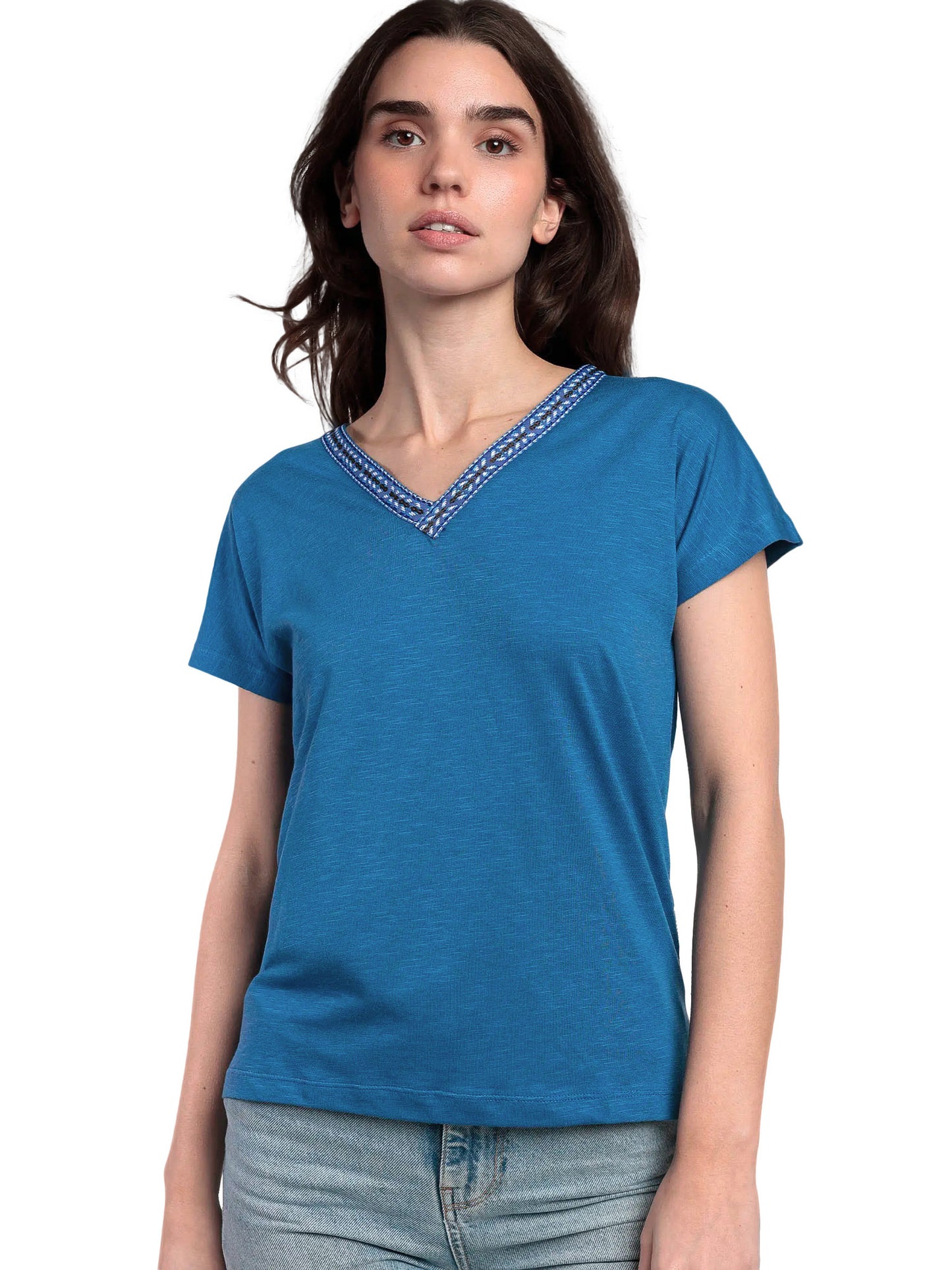 T-shirt manches courtes col V Mexico Admas