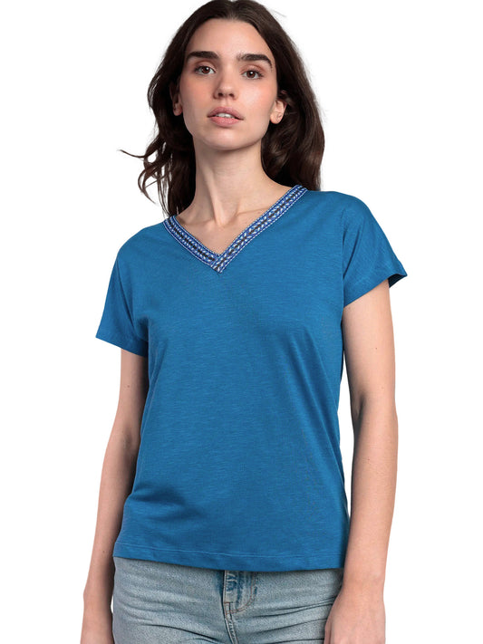 T-shirt manches courtes col V Mexico Admas