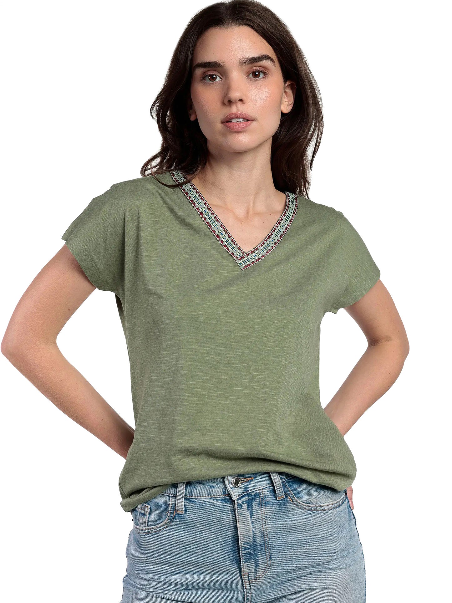T-shirt manches courtes col V Mexico Admas