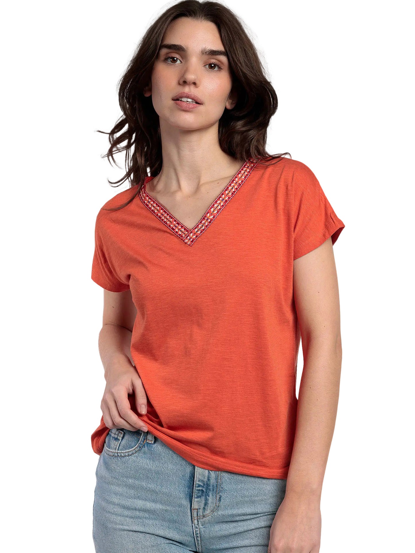 T-shirt manches courtes col V Mexico Admas