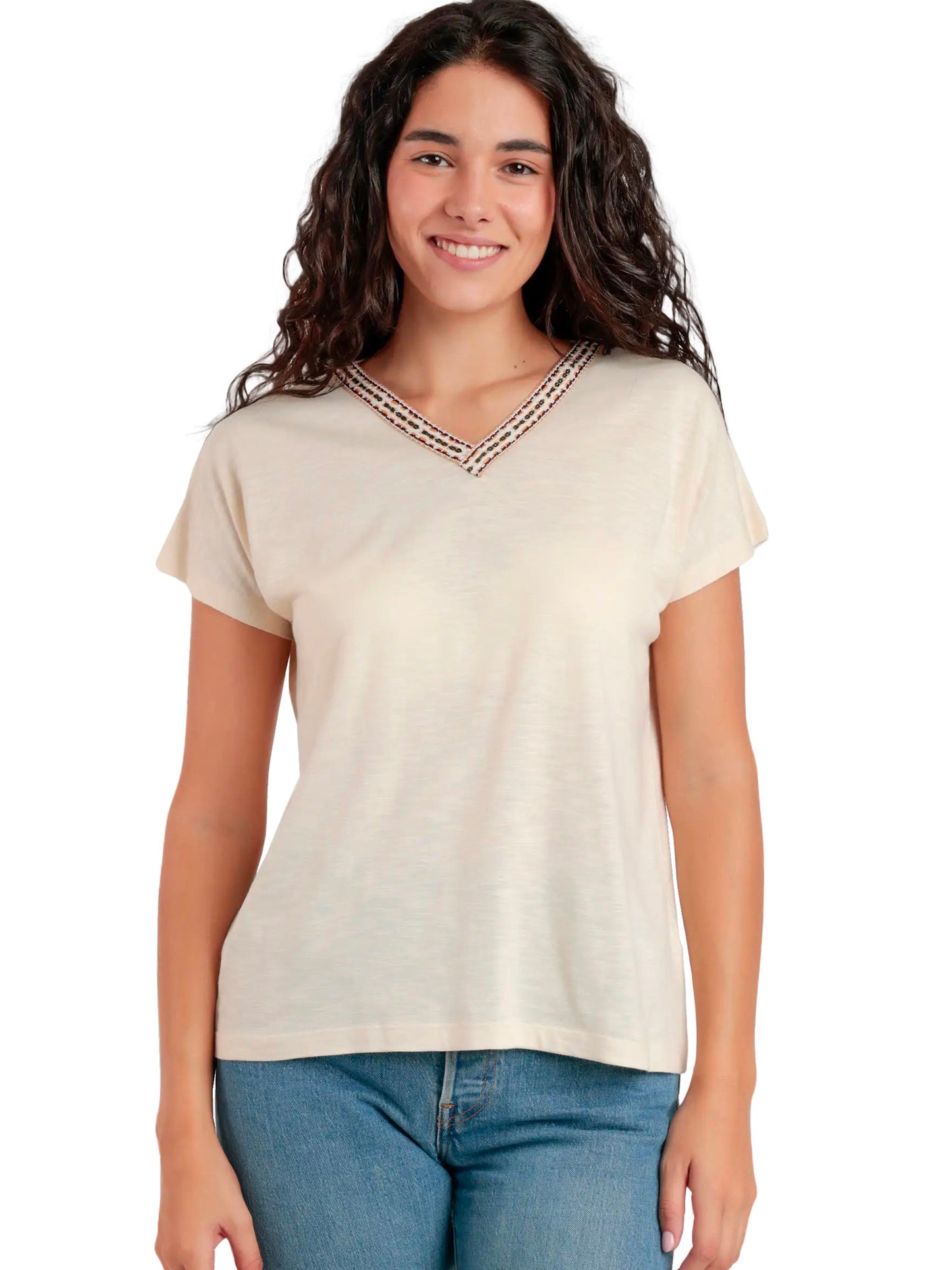 T-shirt manches courtes col V Mexico Admas