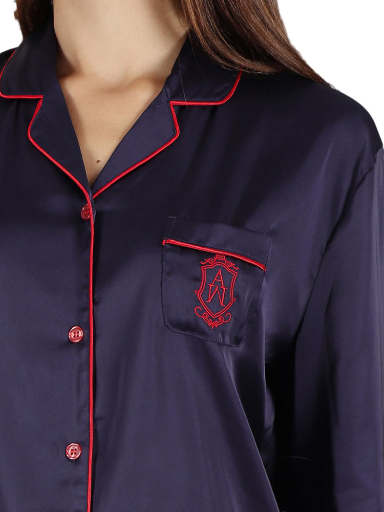 Pyjama satin tenue d'intérieur chemise et pantalon Classic Admas
