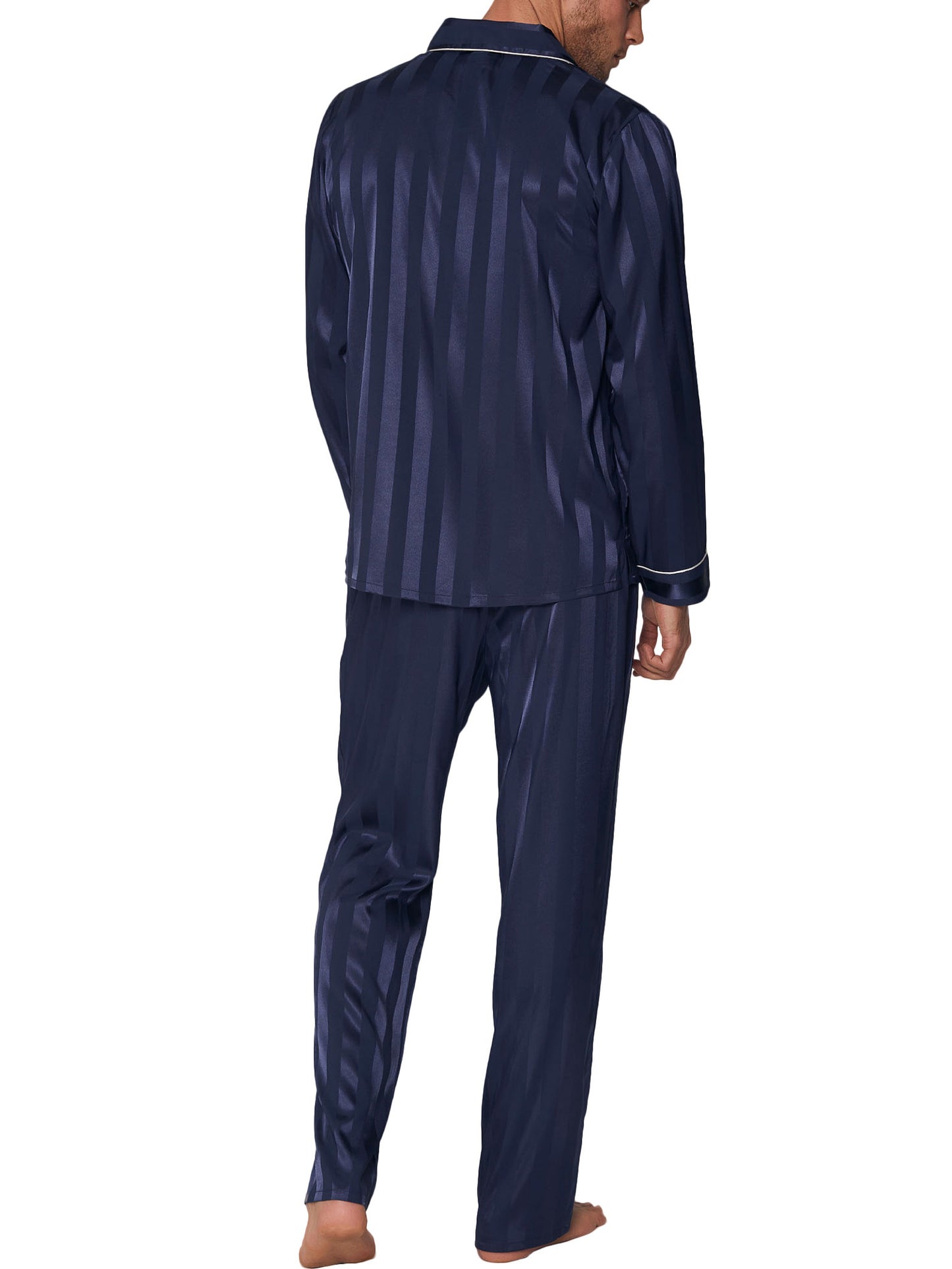 Pyjama satin tenue d'intérieur chemise et pantalon Stripes Admas
