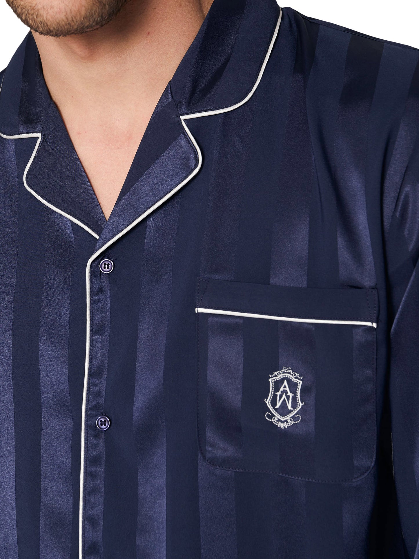 Pyjama satin tenue d'intérieur chemise et pantalon Stripes Admas