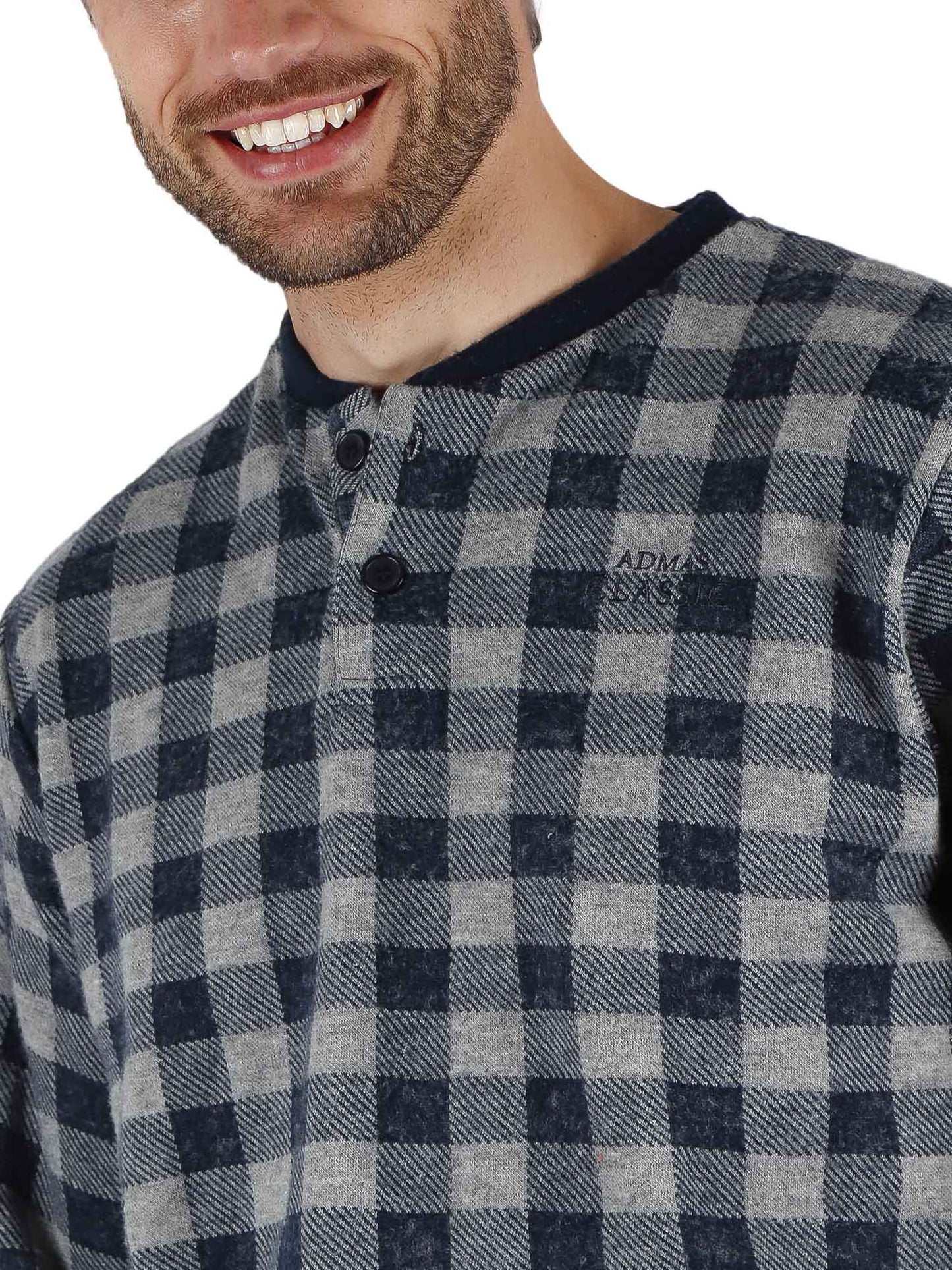 Pyjama tenue d'intérieur pantalon et haut manches longues Vichy Admas
