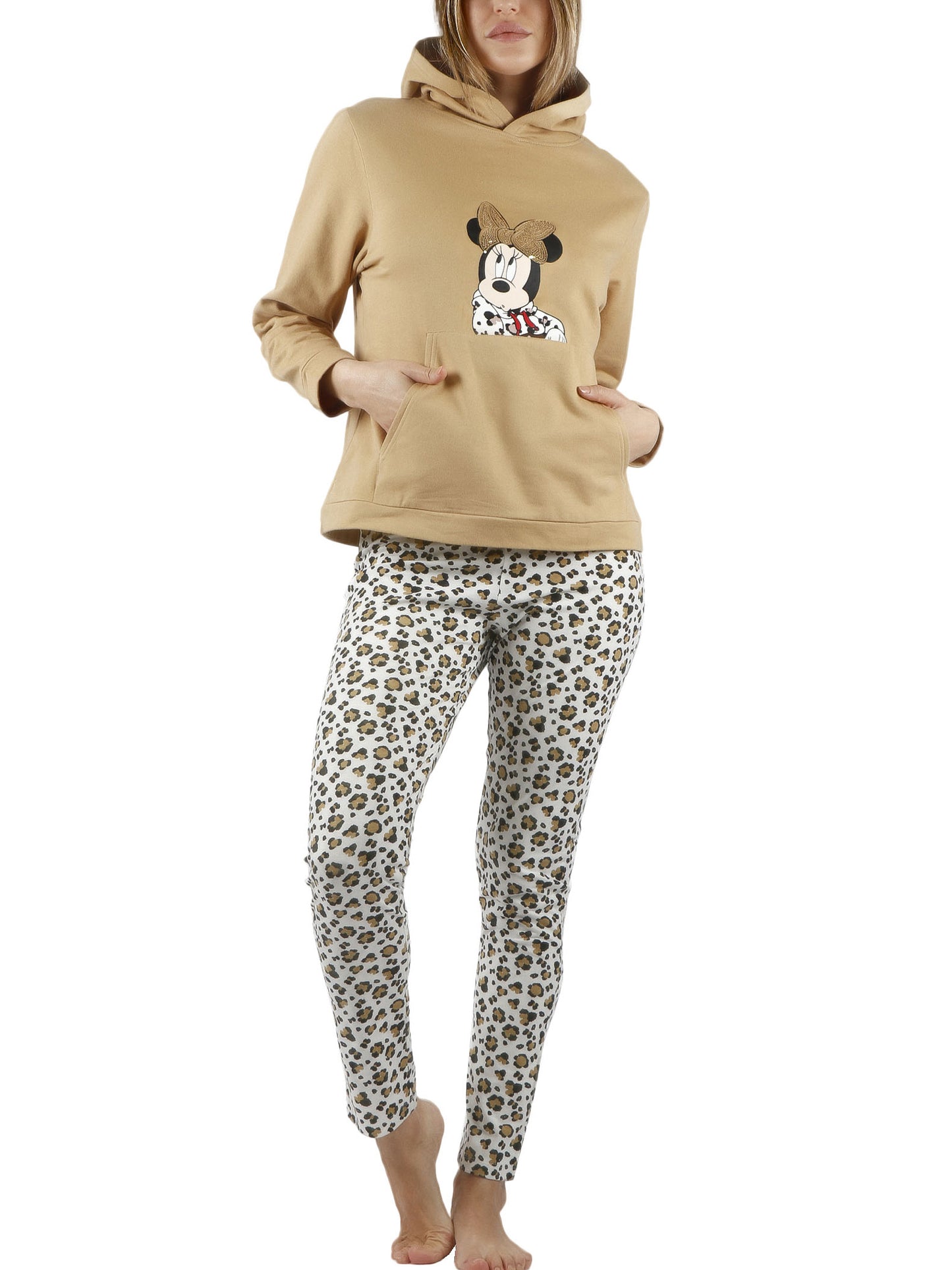 Pyjama tenue pantalon top à capuche Minnie Leopardo Disney Admas