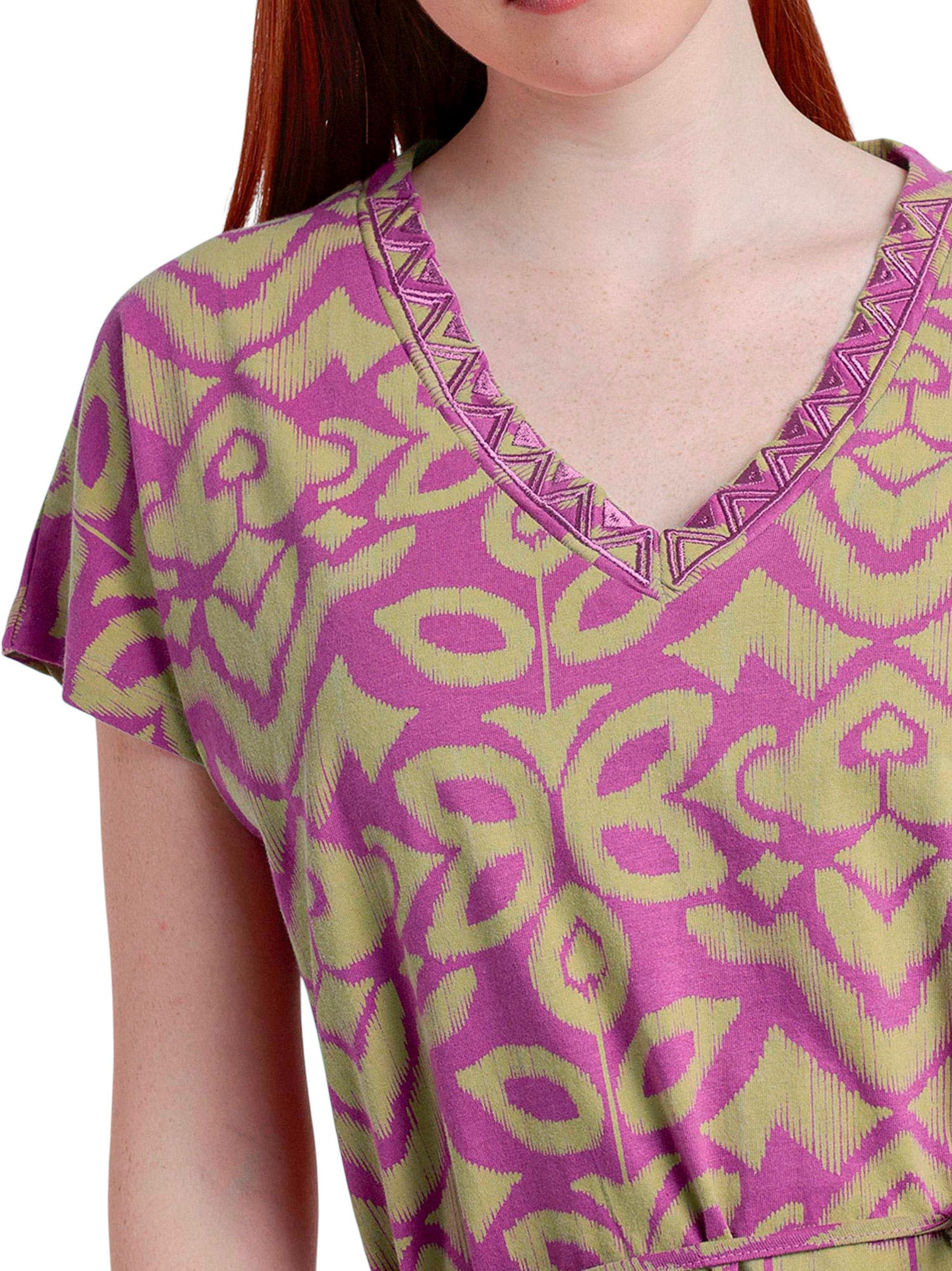 Robe estivale manches courtes Pink And Green Admas