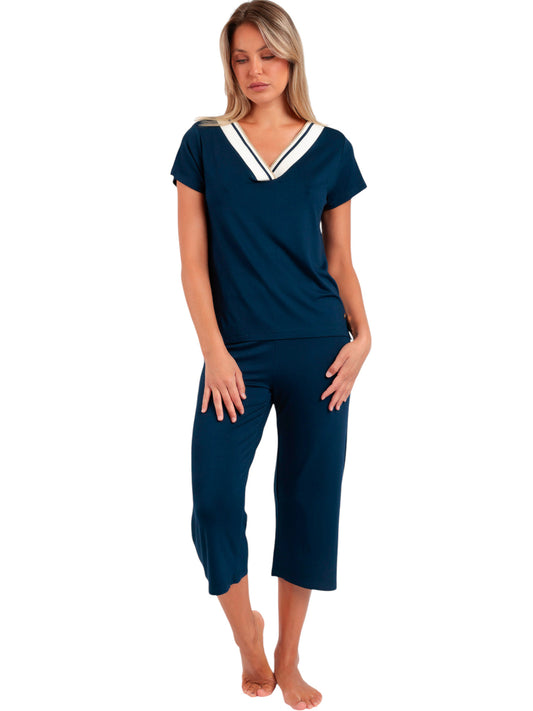Pyjama tenue d'intérieur pantalon palazzo t-shirt Trip Admas