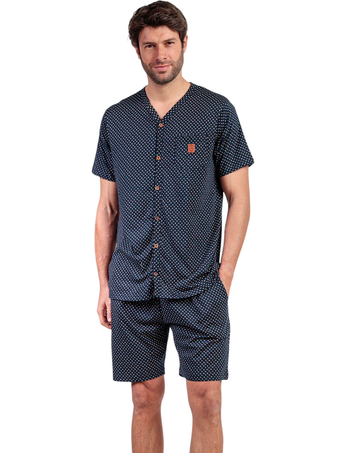Pyjama short chemise manches courtes Leather Admas