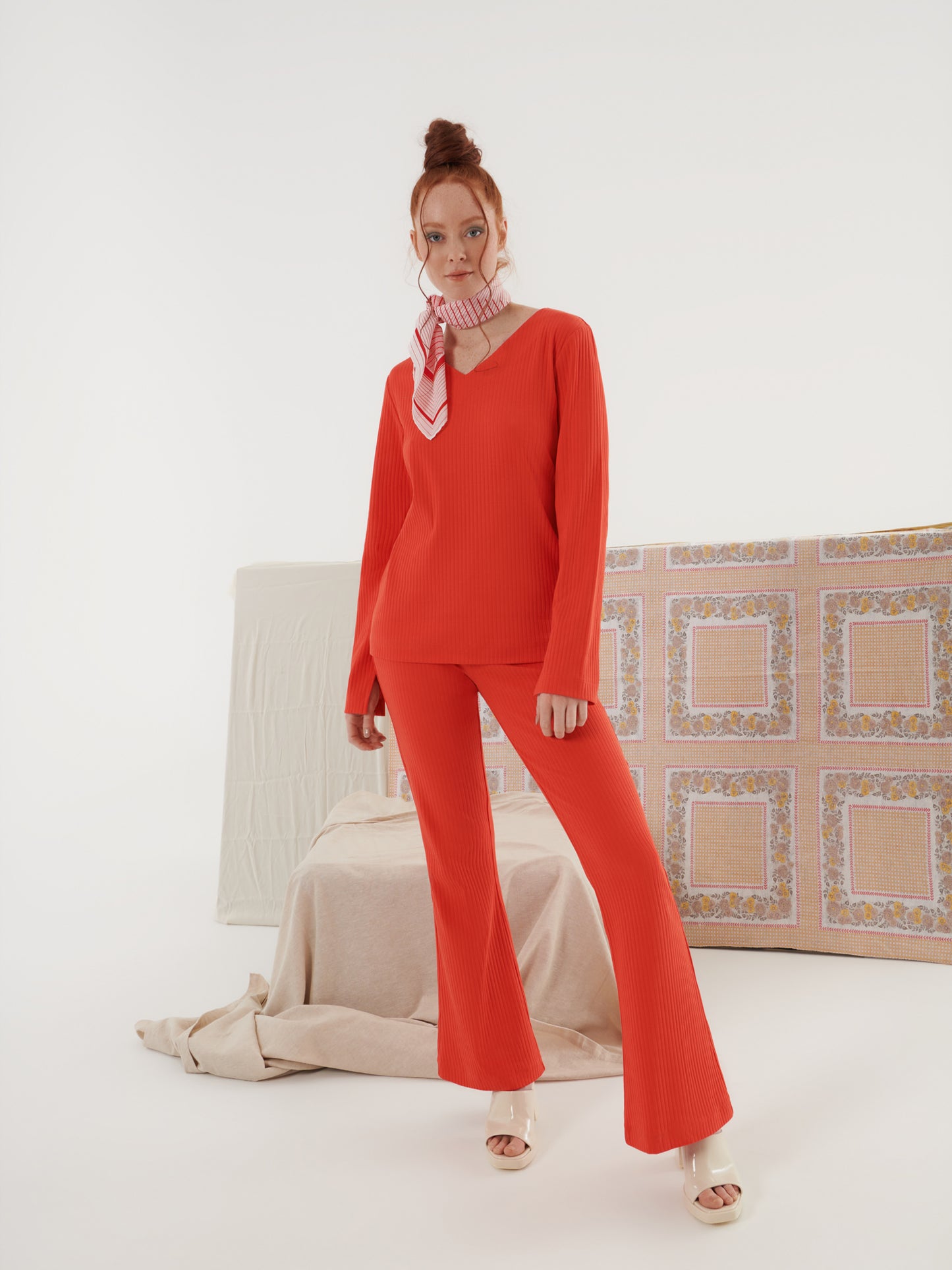 Haut pyjama top col V manches longues Lucky Lisca Cheek