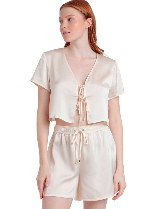 Pyjama satin short camisole à nouer Sweet Luxe Admas