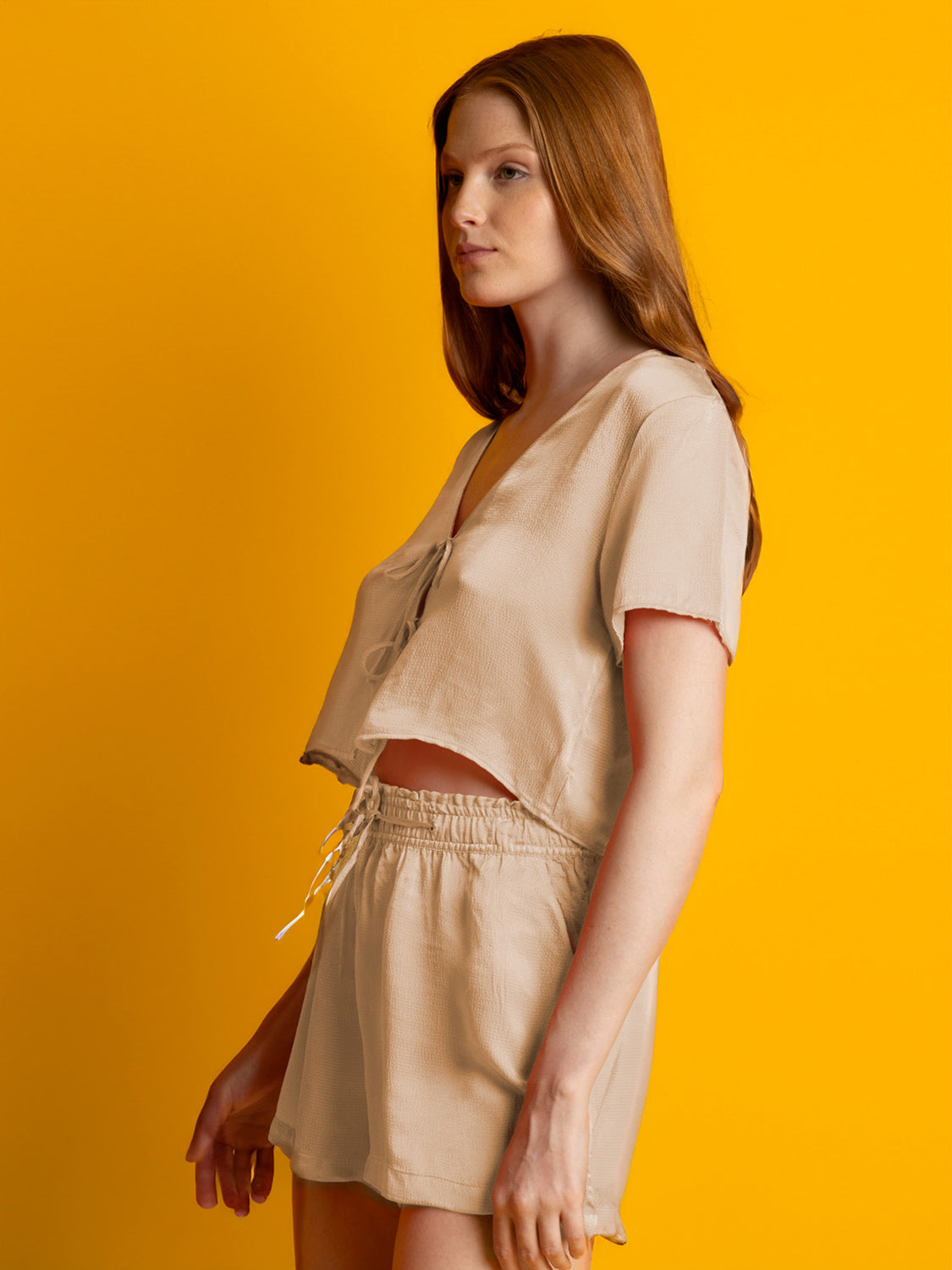 Pyjama satin short camisole à nouer Sweet Luxe Admas
