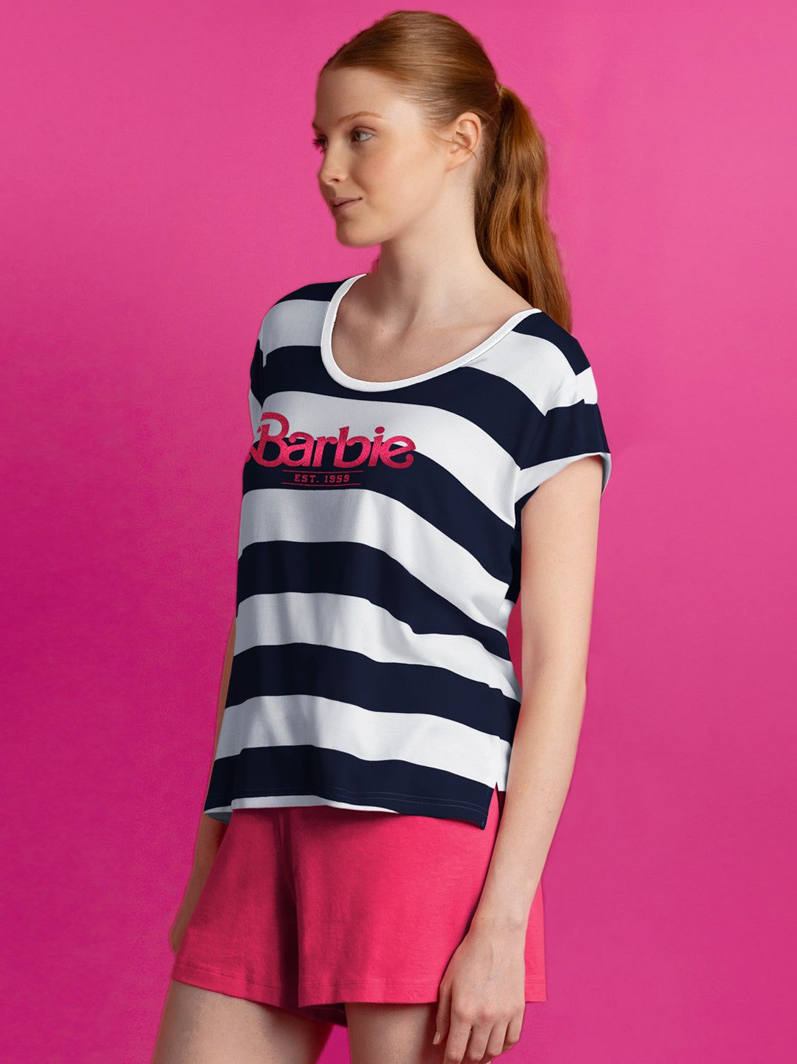 Pyjama short t-shirt Barbie Stripes Admas