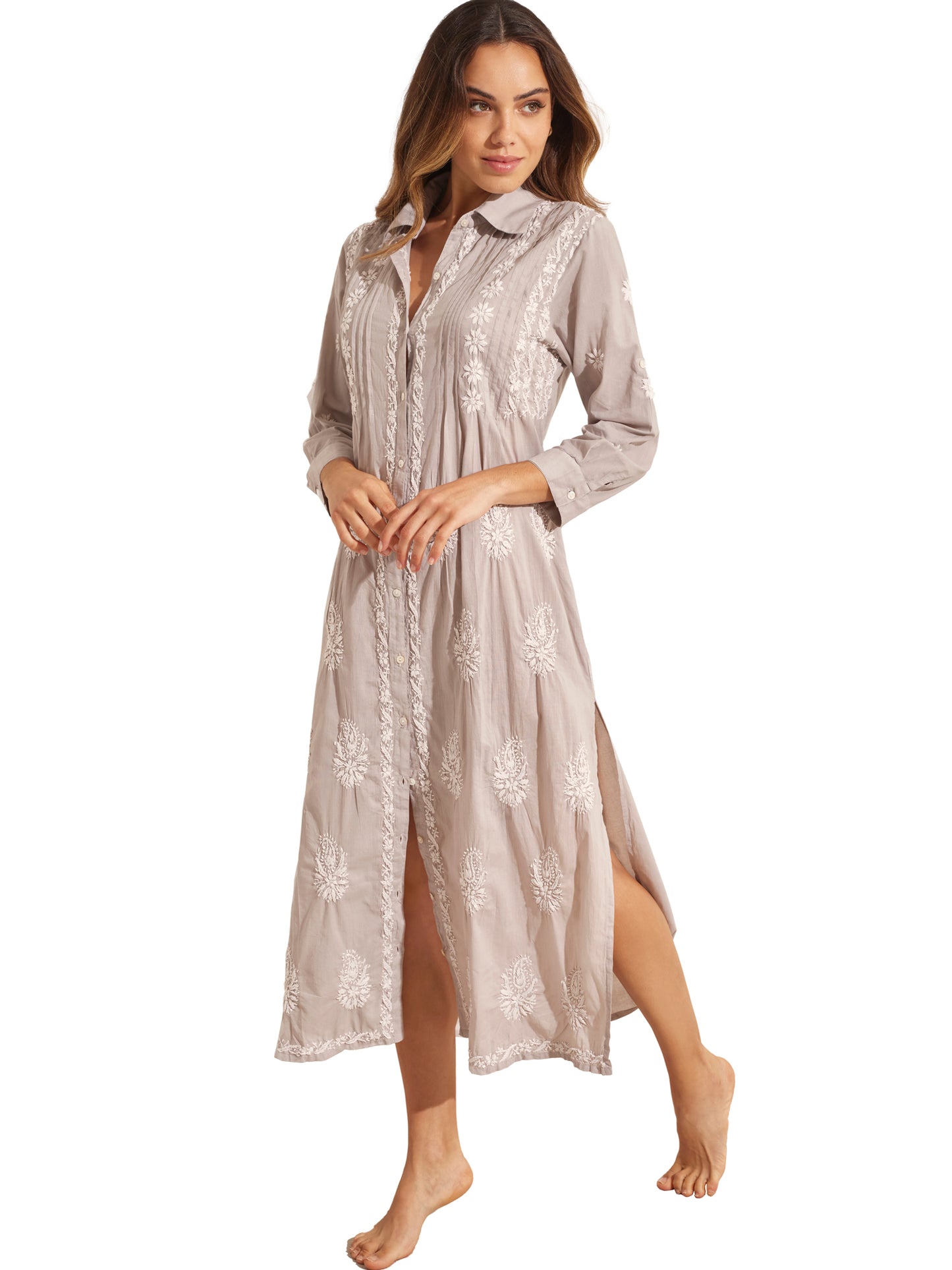 Robe longue de plage manches trois-quarts Complementos Selmark Mare
