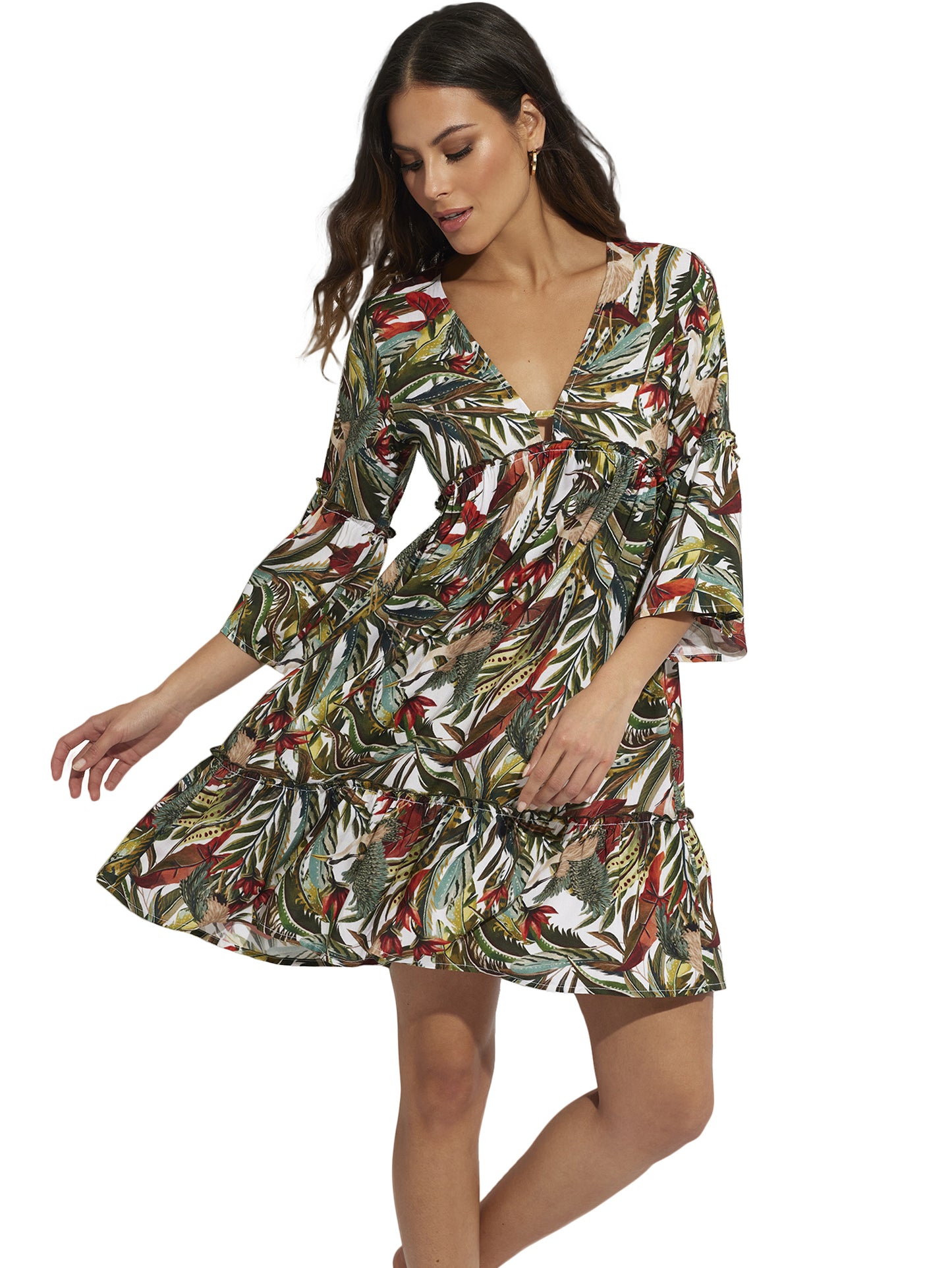 Robe de plage manches trois-quarts Galapagos Selmark Mare