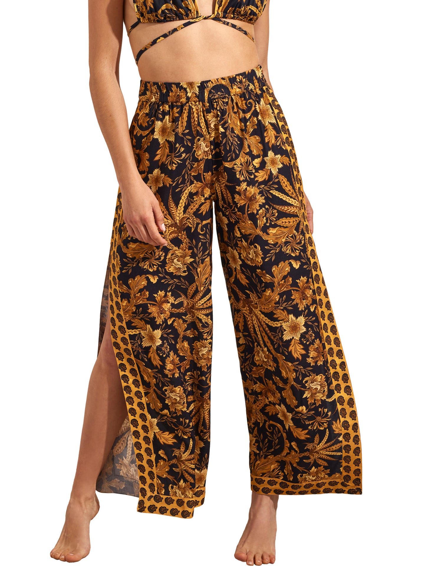 Pantalon de plage palazzo fendu ACANTHUS Selmark Mare