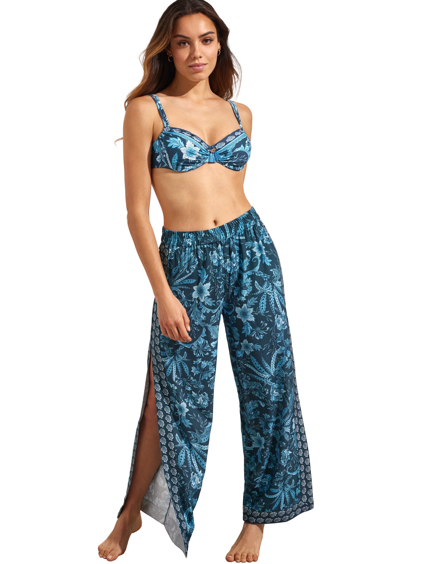 Pantalon de plage palazzo fendu ACANTHUS Selmark Mare