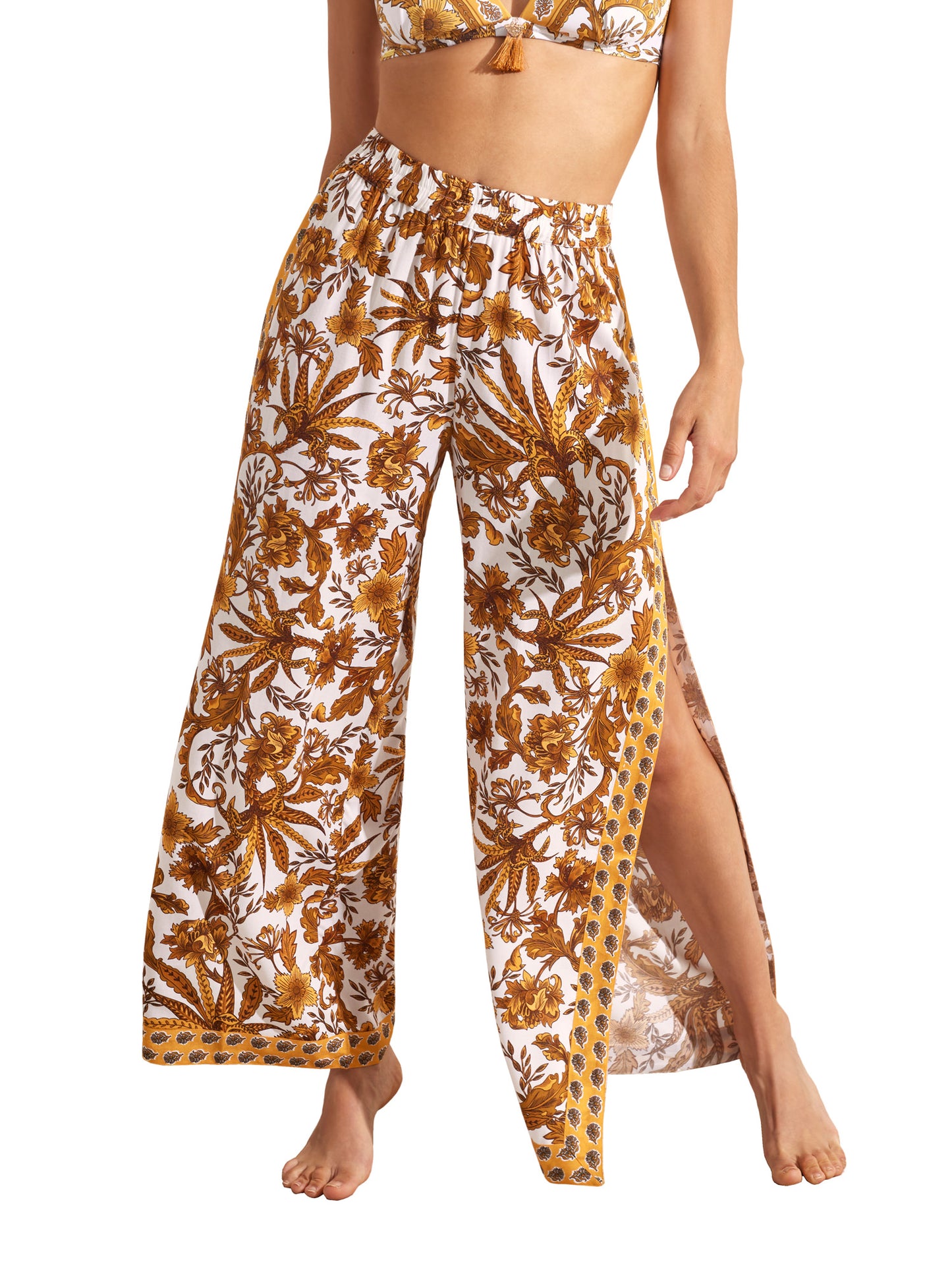 Pantalon de plage palazzo fendu ACANTHUS Selmark Mare