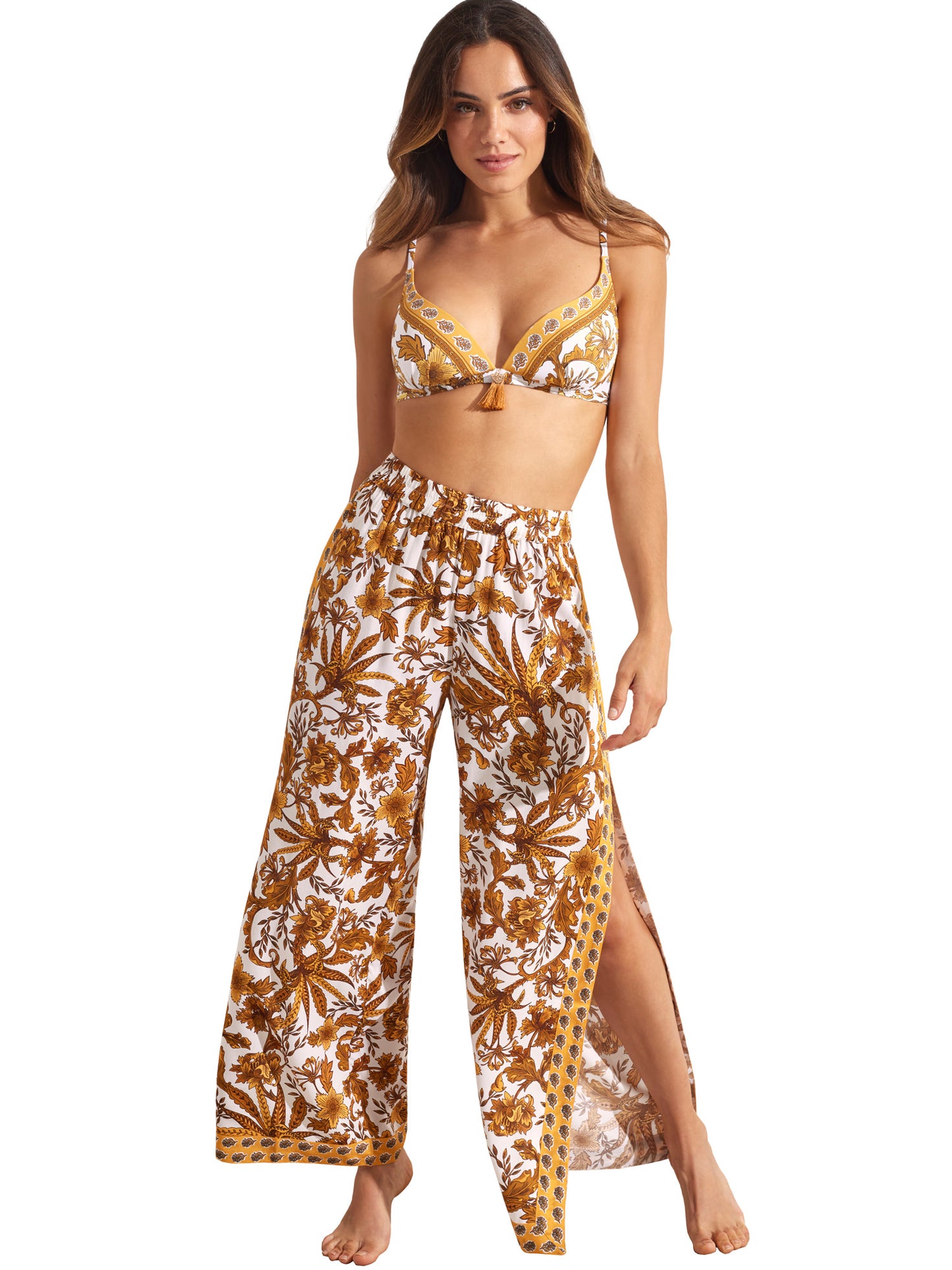 Pantalon de plage palazzo fendu ACANTHUS Selmark Mare