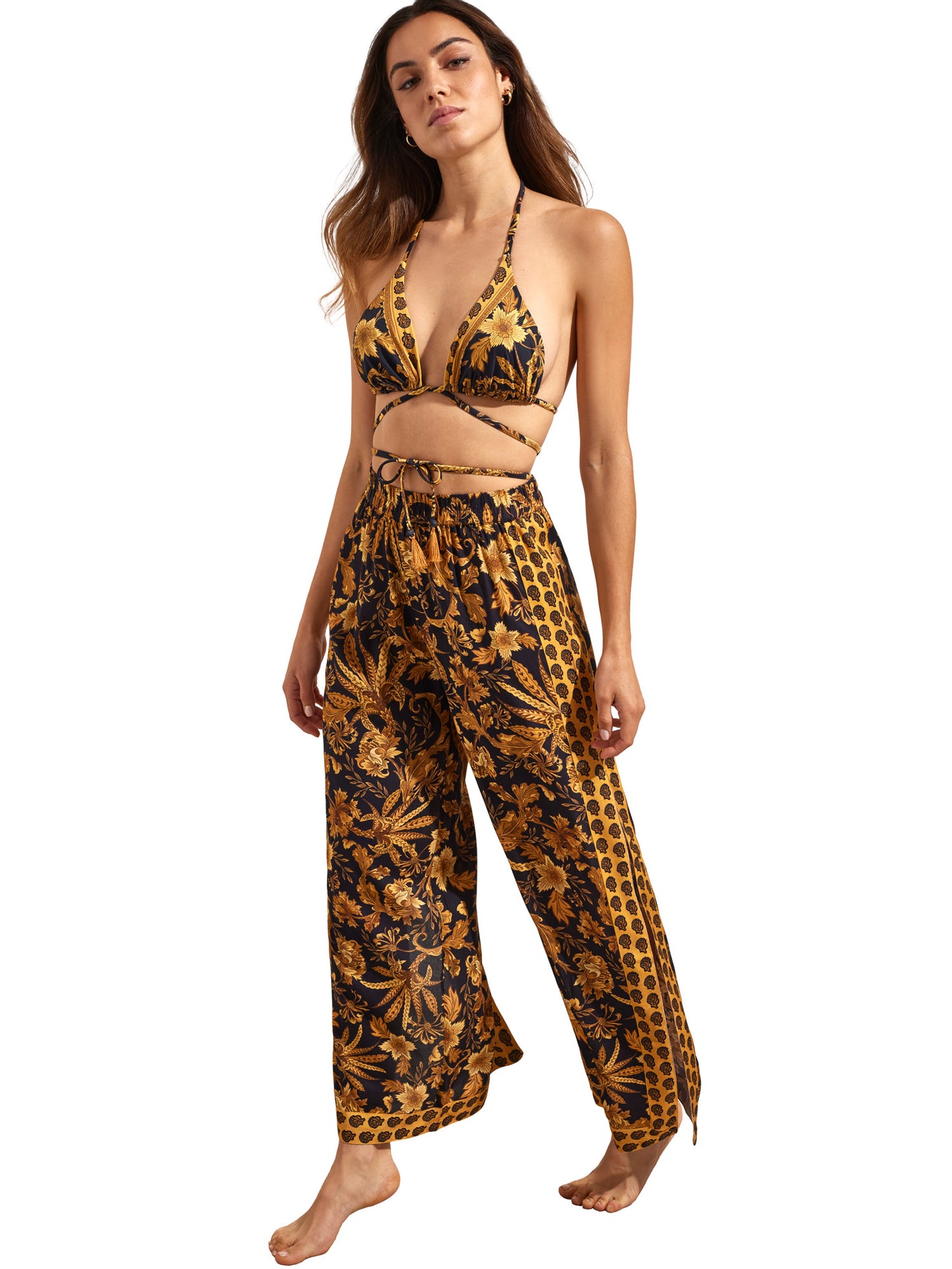 Pantalon de plage palazzo fendu ACANTHUS Selmark Mare