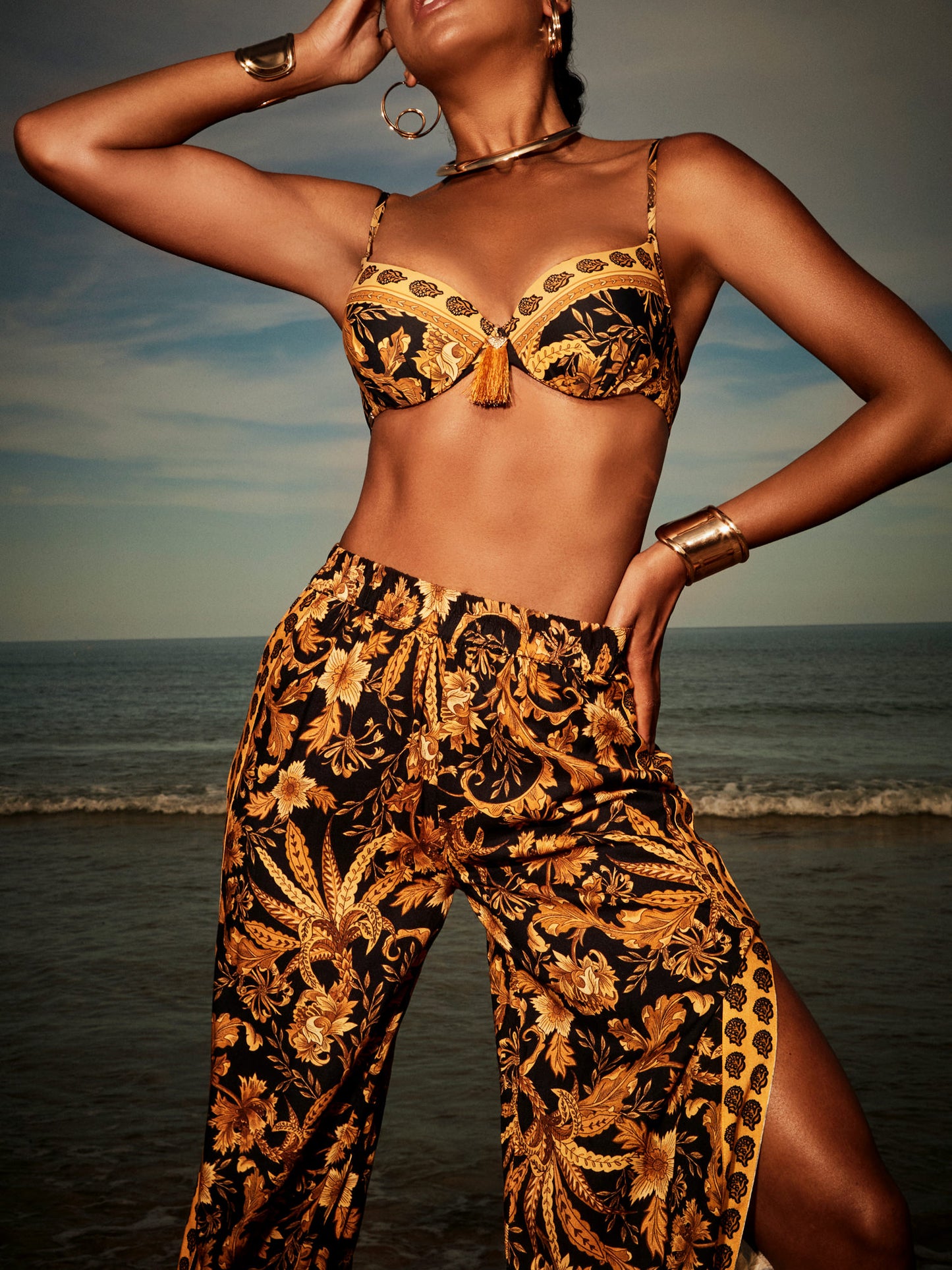 Pantalon de plage palazzo fendu ACANTHUS Selmark Mare