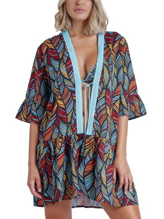 Caftan de plage Ethnic Feathers Admas
