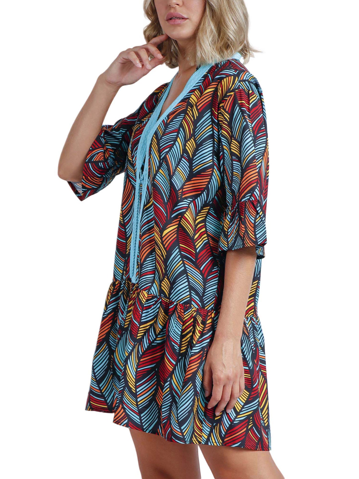 Caftan de plage Ethnic Feathers Admas