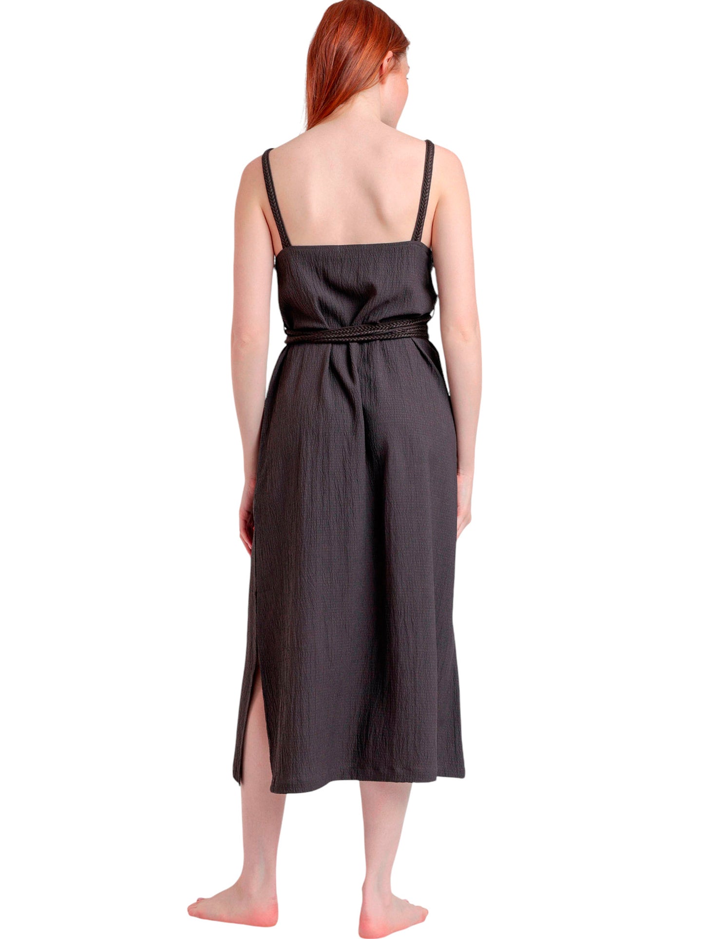 Robe estivale mi-longue fines bretelles Linen Style Admas