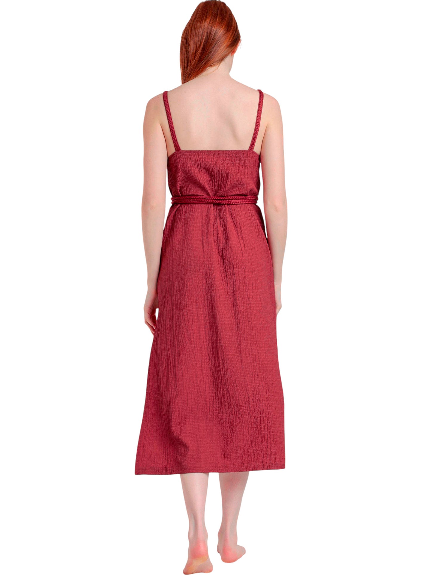 Robe estivale mi-longue fines bretelles Linen Style Admas