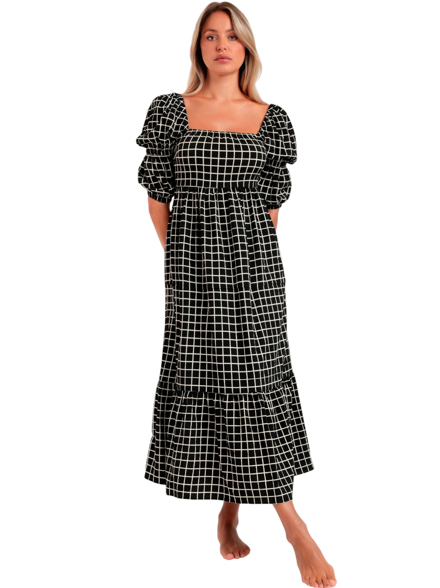 Robe longue estivale demi-manches col carré Dreams Admas
