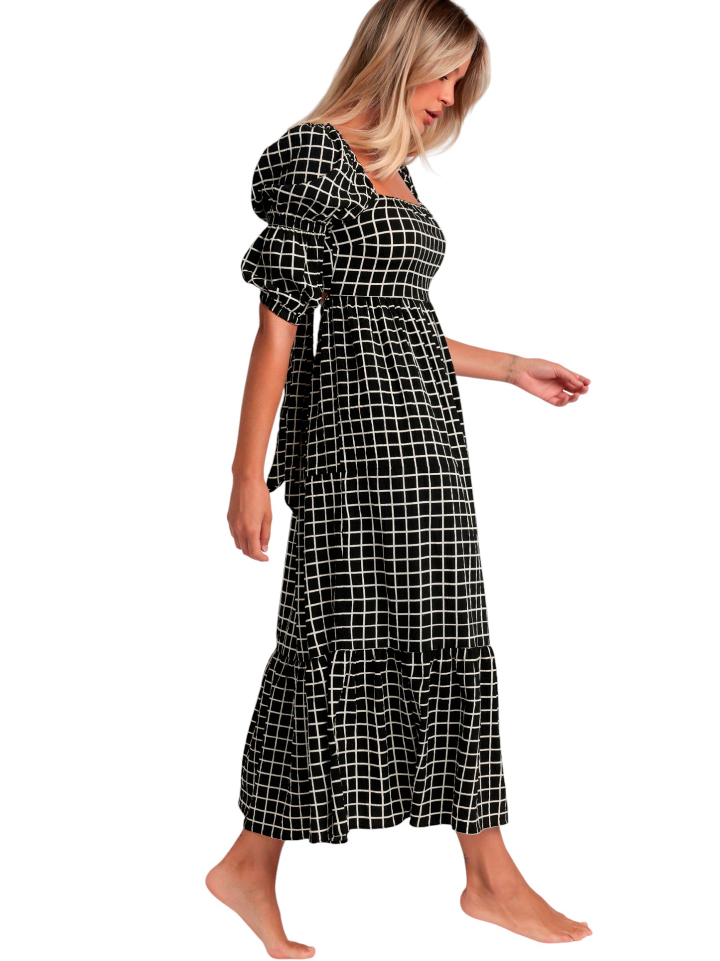 Robe longue estivale demi-manches col carré Dreams Admas