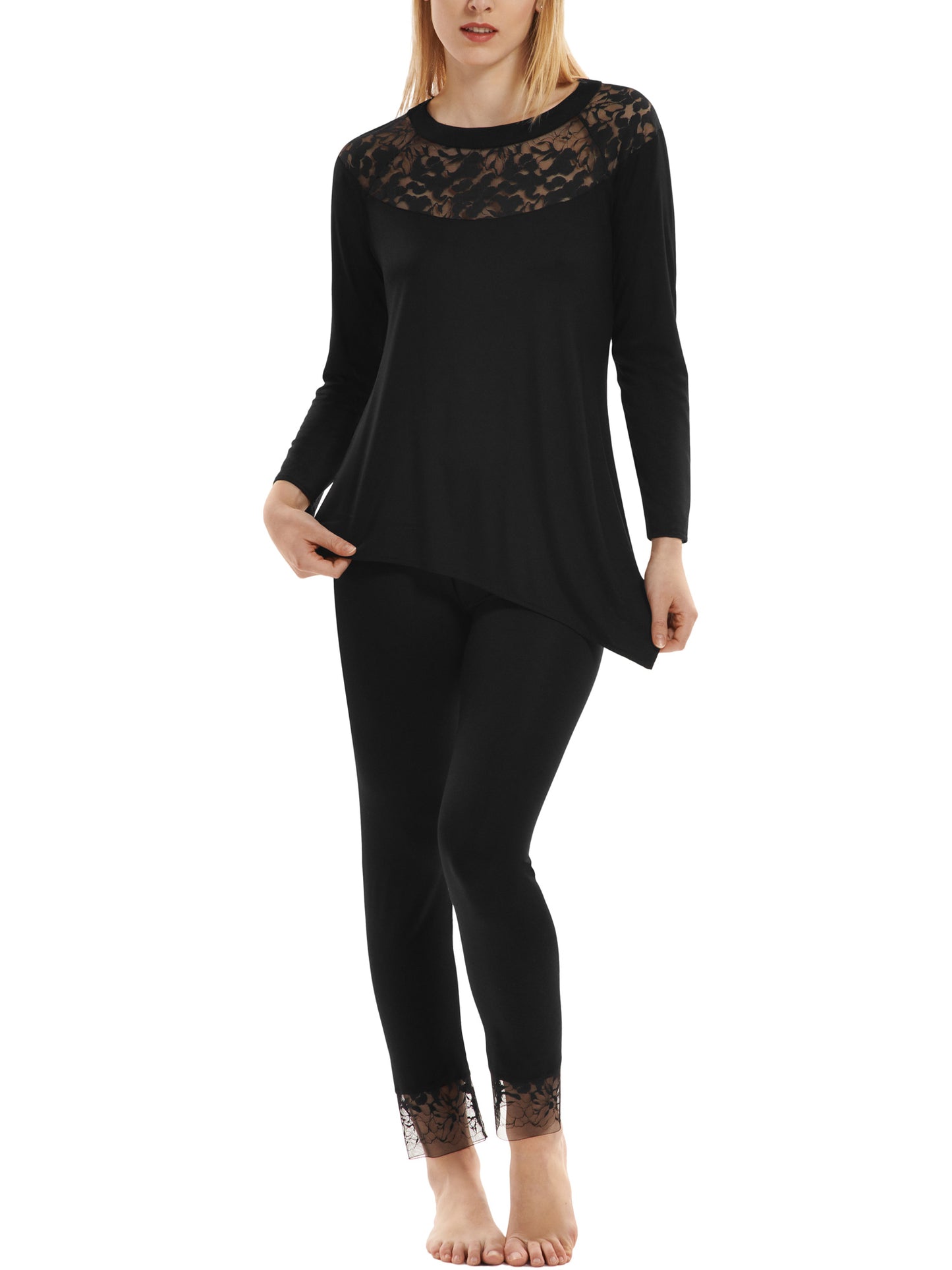 Pyjama tenue d'intérieur pantalon top manches longues Flamenco Lisca